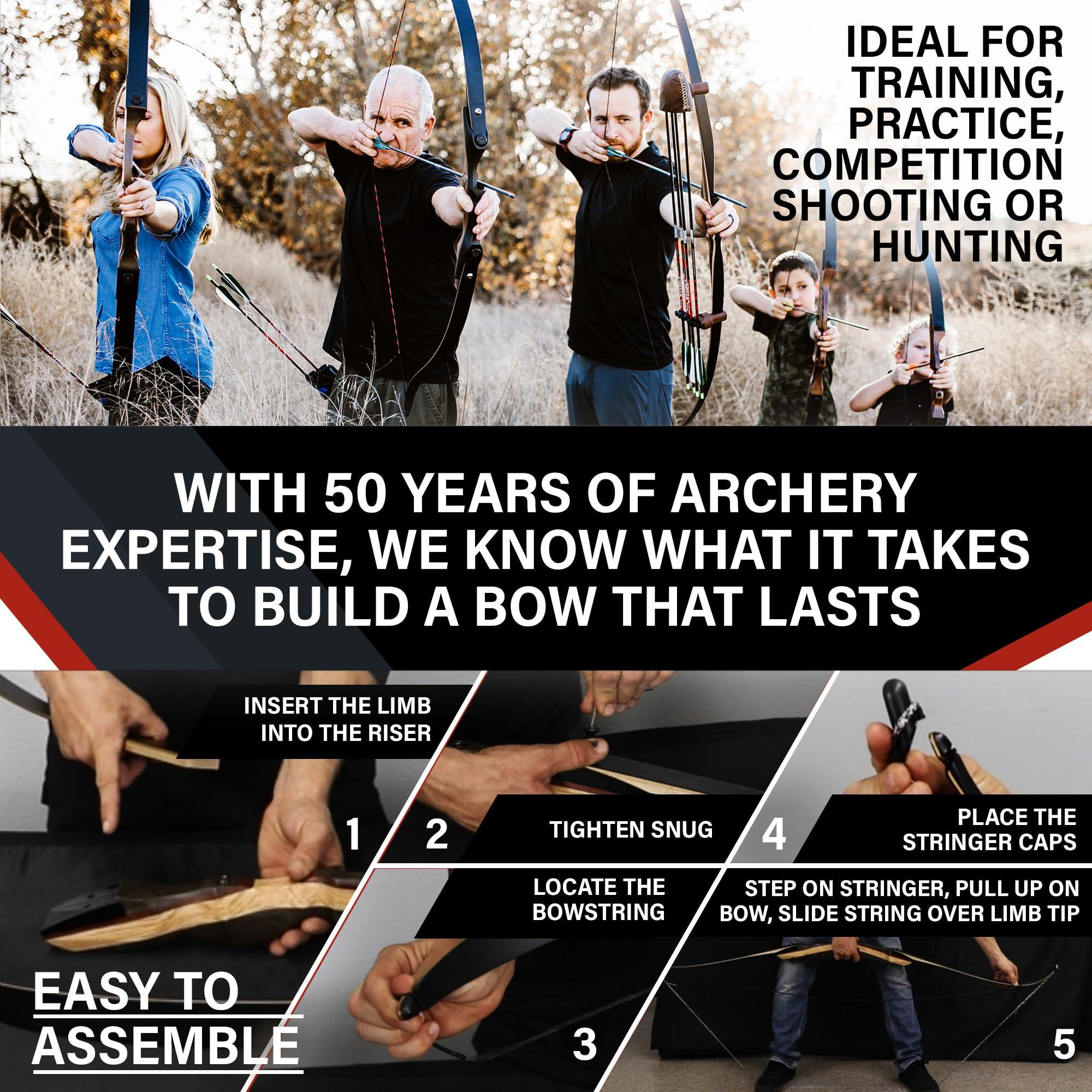 Southwest Archery Southwest Archery Spyder Takedown Recurve Bow - Hunting & Target Bow - Fast, Accurate, Versatile - Handcrafted Riser - Fiber Glass Maple Limbs - XL 64\" Right Hand, 40lb with Stringer Tool