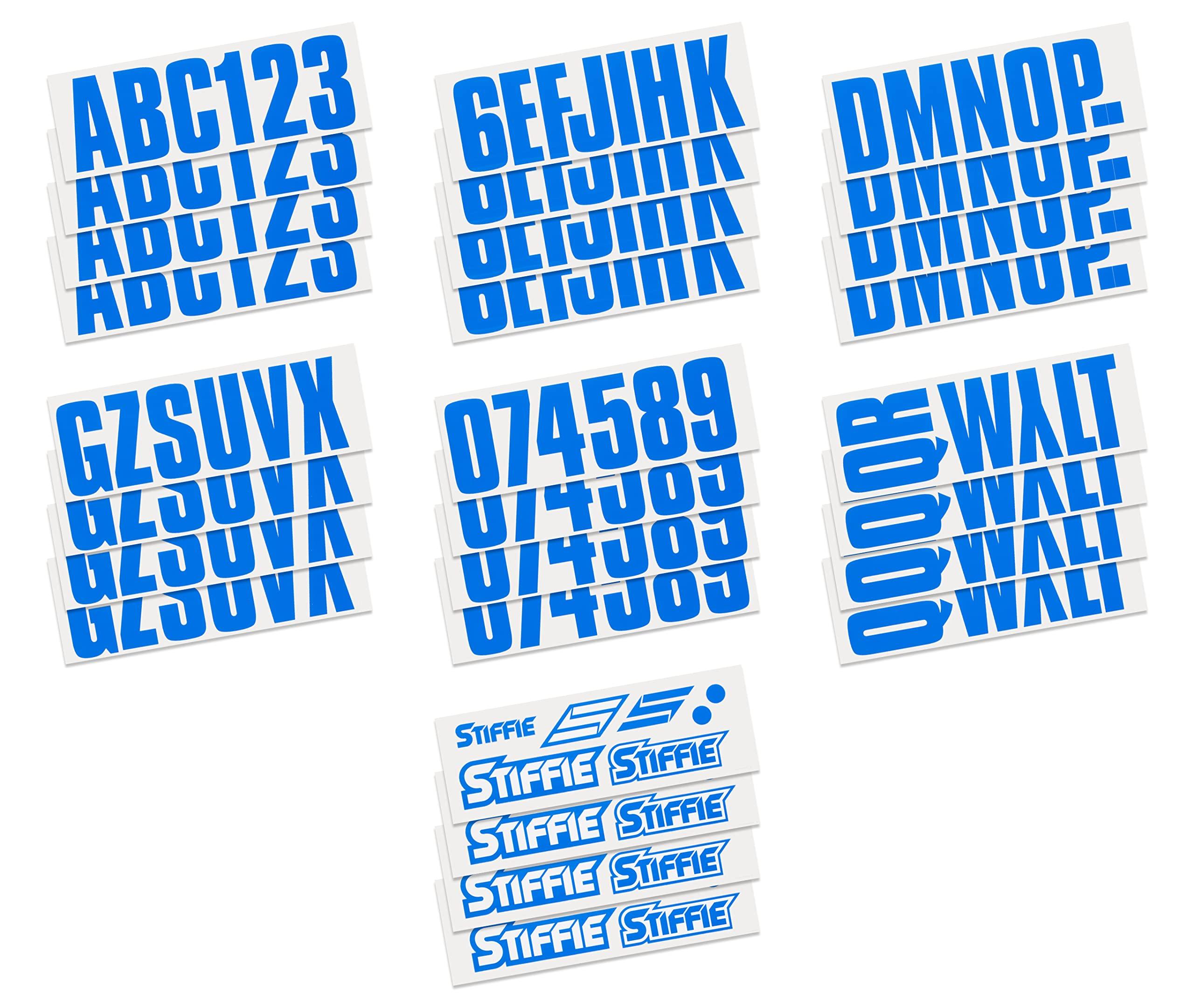 Stiffie STIFFIE Uniline Octane Blue 3\" Super Sticky Boat & PWC Registration Decals  Numbers Letters Stickers