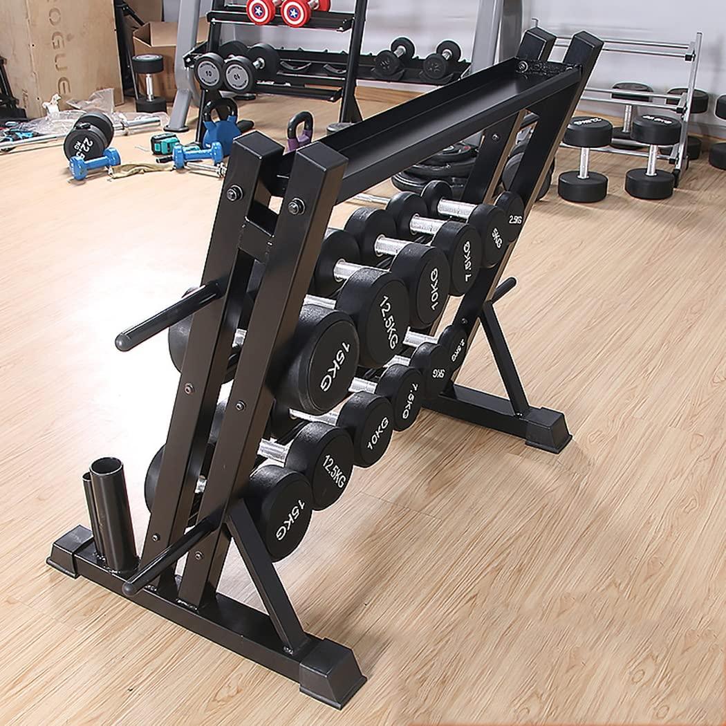 LANGWEI Home Gym Storage Rack, Multifunctional Adjustable Dumbbell Rack 3 Tier, Weight Rack for Dumbbells Kettlebells Weight Bar and Plates Fitness Equipment