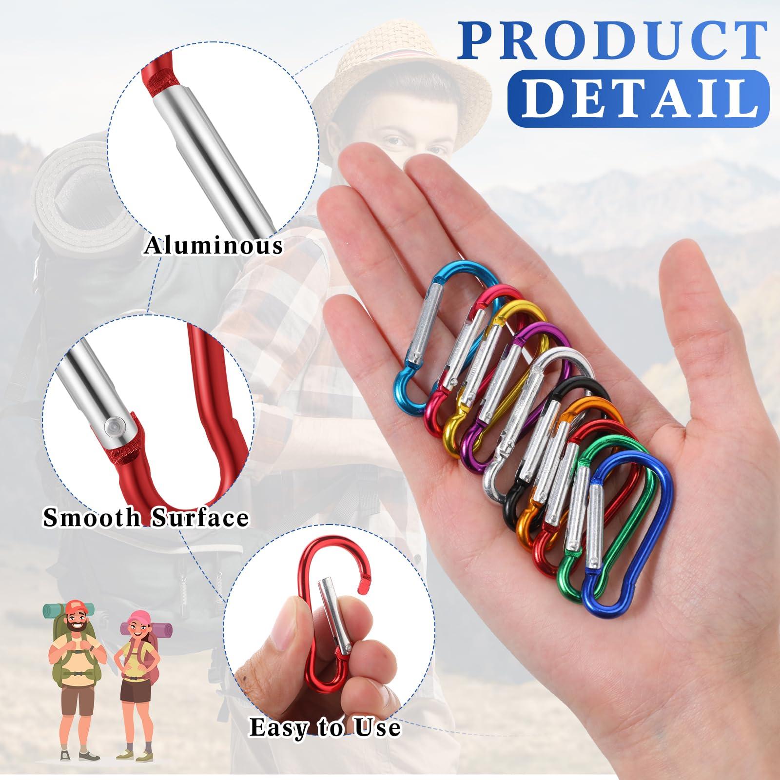 Yaocom Yaocom 300 Pcs 2\" Carabiner Bulk Spring Snap Hooks Bulk Aluminum Alloy Clip Keychain for Hanging Camping Hiking Traveling Fishing Outdoor Activities(Colorful)