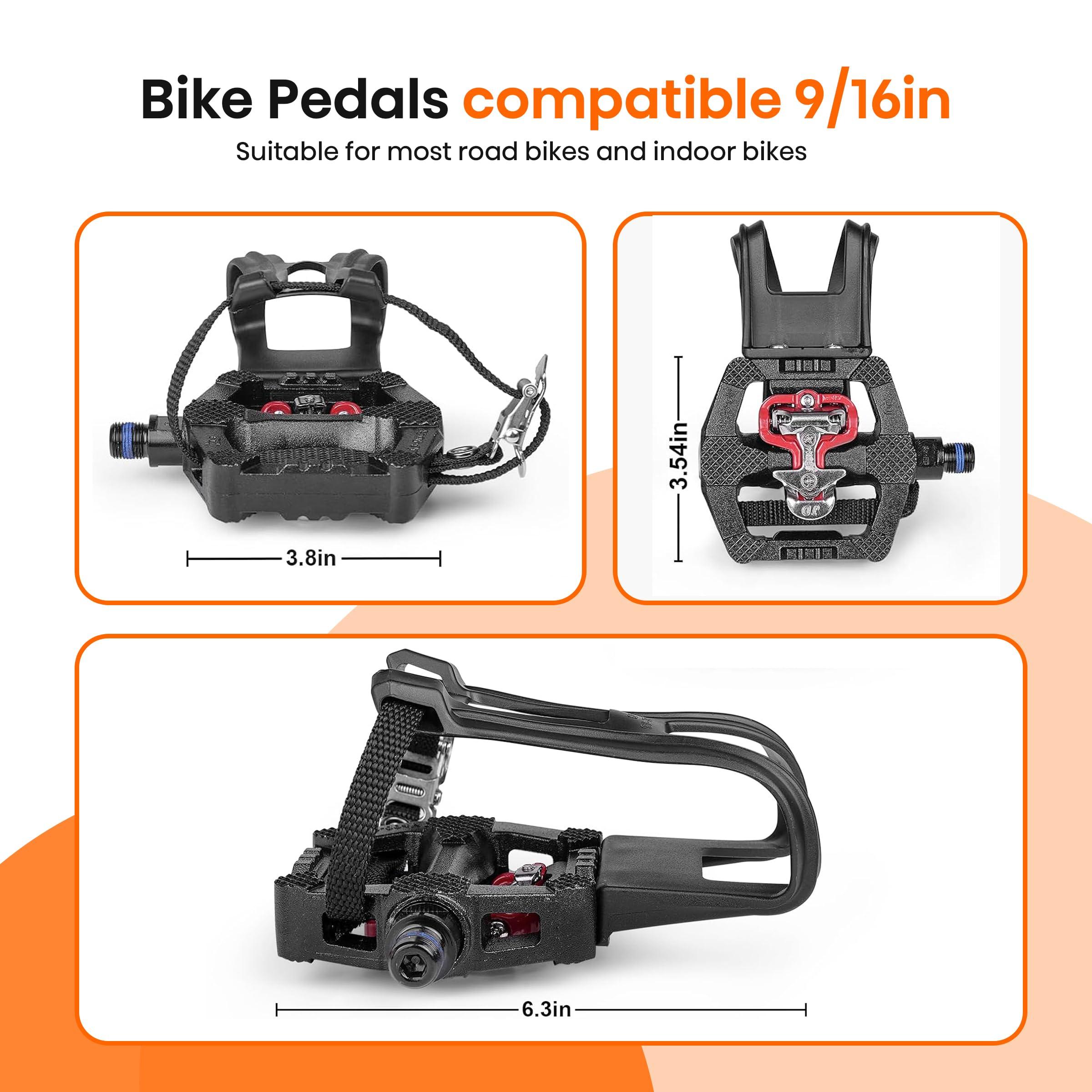 FitHeart Joy FitHeart Joy SPD Bike Pedals Delta Compatible 9/16'' with Toe Cages, Mountain Bike Peloton Pedals for Regular Shoes & Clipless Shoes, Bicycle Pedals Convert Look Delta Pedals to Dual Function Pedals