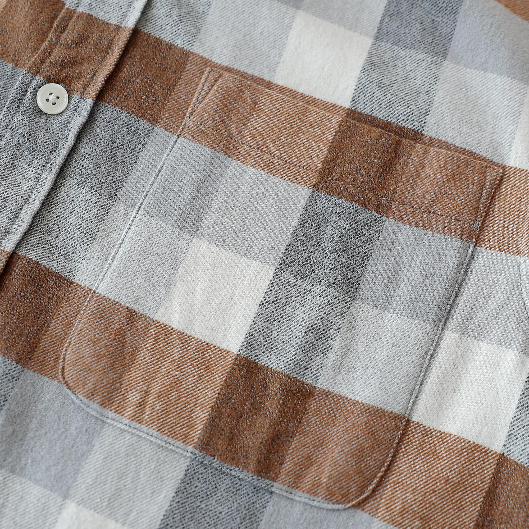 Dubinik Dubinik Flannel Shirt for Men Plaid Mens Button Down Long Sleeve Shirts Soft Pure Cotton Casual Cozy Regular Fit