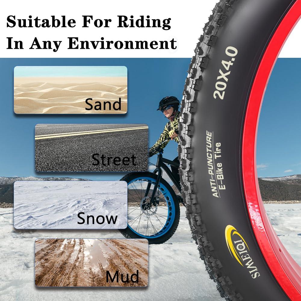 SIMEIQI SIMEIQI 20X4.0 Inch E-Bike Fat Bike Tire Electric Bike Tricycle Tyres Foldable Replacement Tire for Mountain Snow All Terrian E-Bike Urban City Street Road Bicycle