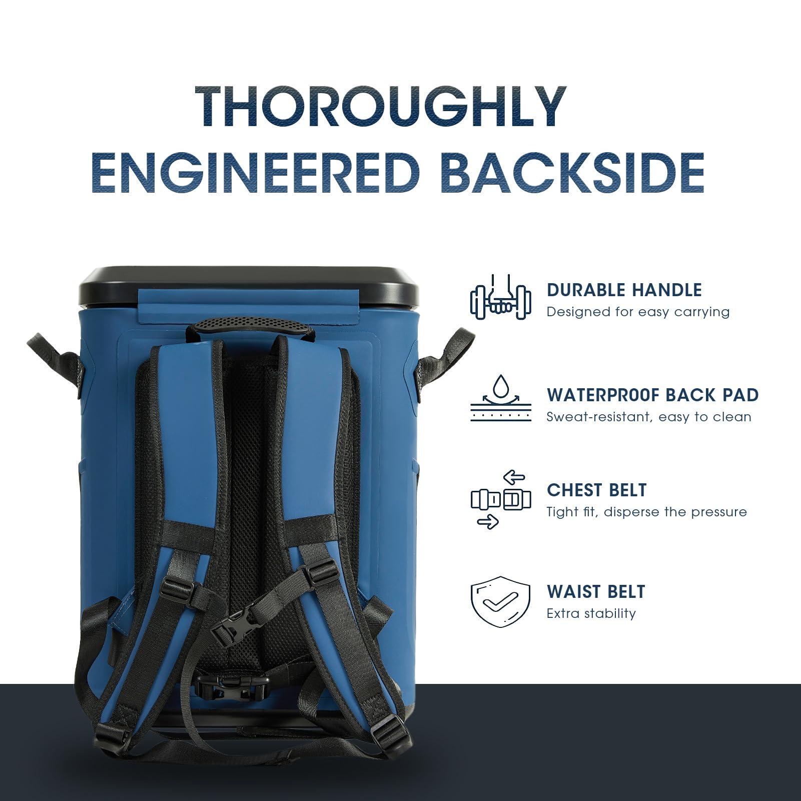 COLD BOMB Cold Bomb Magnetic Backpack Cooler Bag, Cold Retention Soft Coolers 30 Can Insulated Soft Sided Cooler with Waterproof Bag