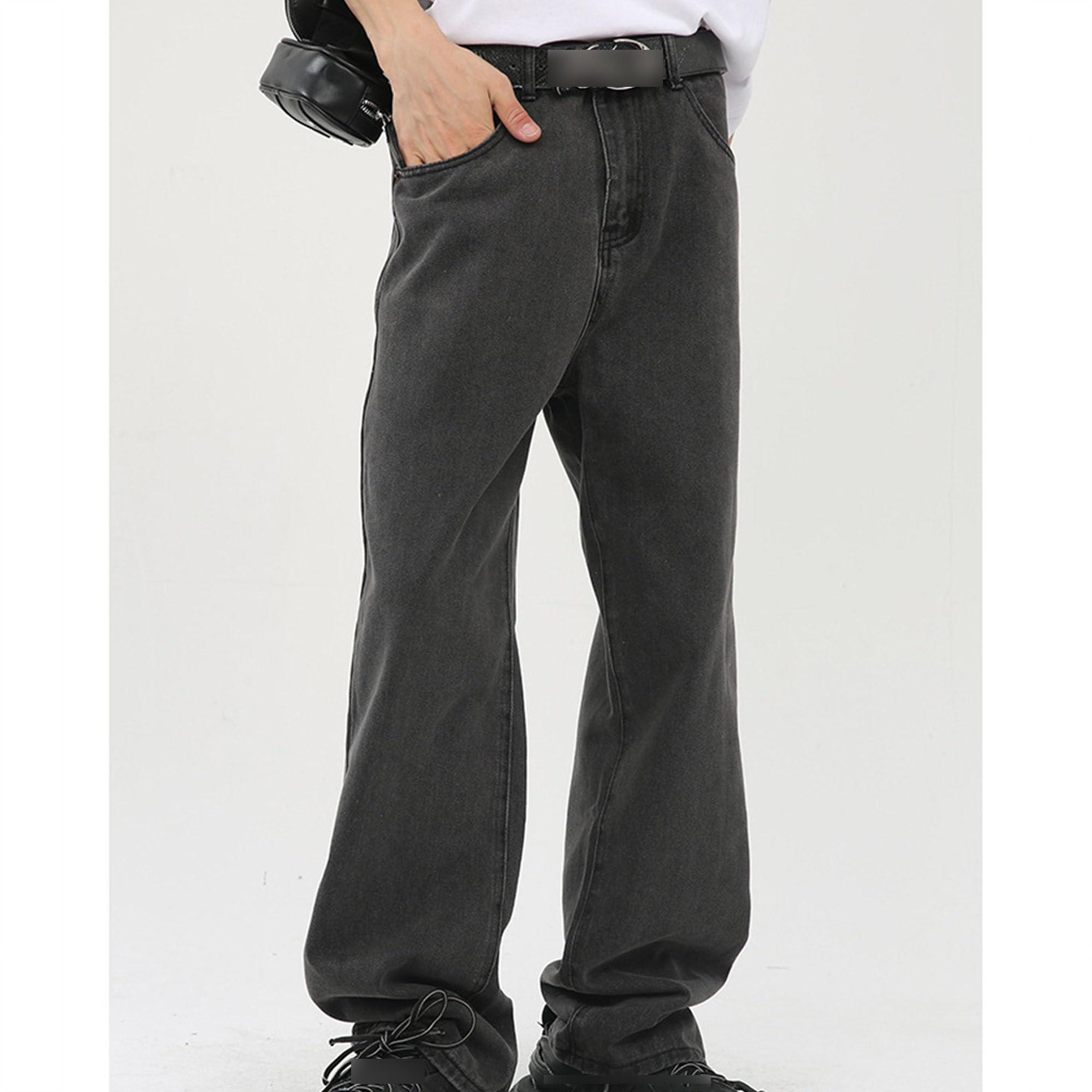 JEsilunmaMY JEsilunmaMY Men's Distressed Straight Leg Jeans Fashion Comfort Cotton Denim Pants Loose Casual Carpenter Jean Trousers (Black,Small)