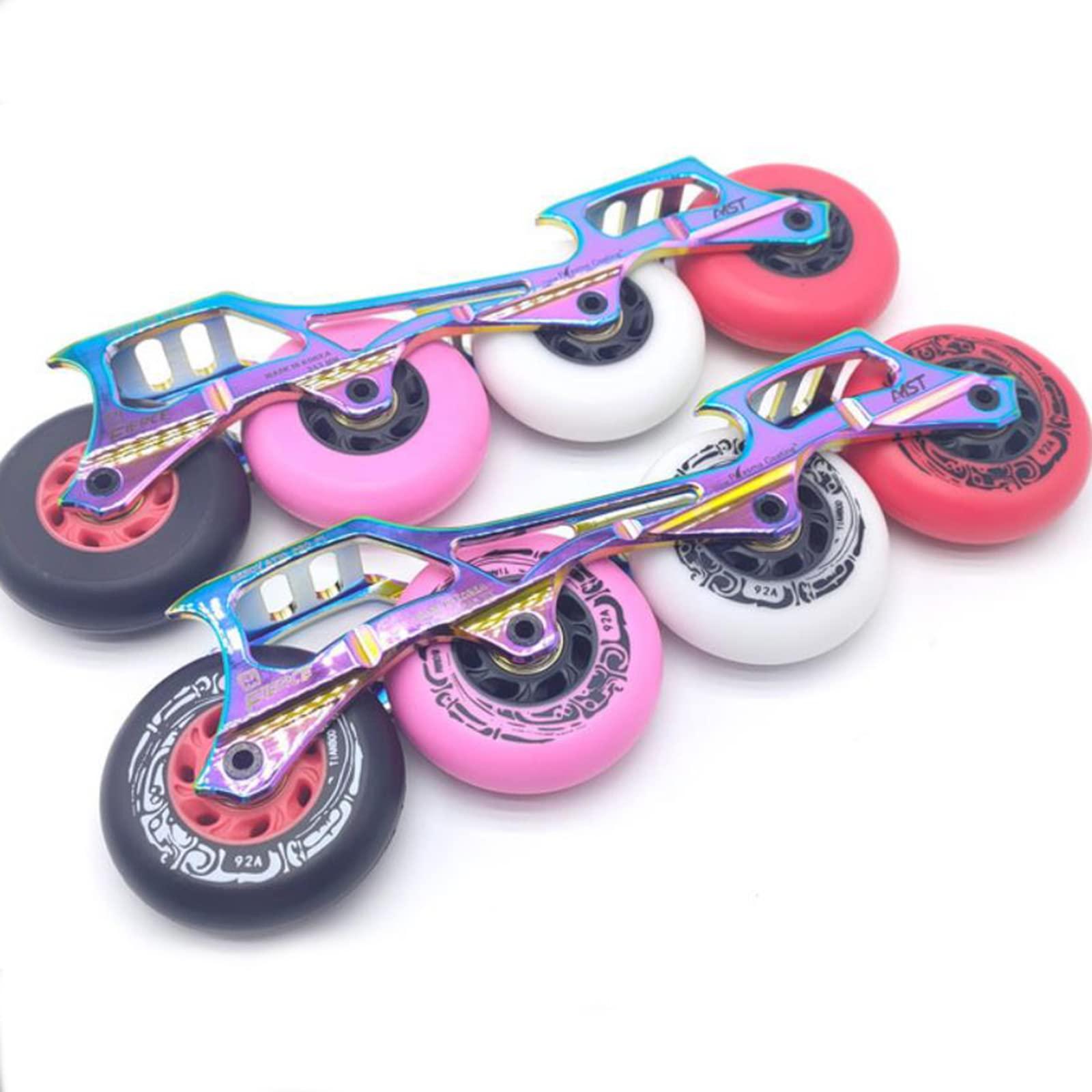 JHKJ JHKJ 92A Inline Skate Wheels Replacement 72mm/76mm/80mm Speed Skate Wheels 8 Pcs with Bearings Long Lasting Formula for Skating Outside,Red,72mm