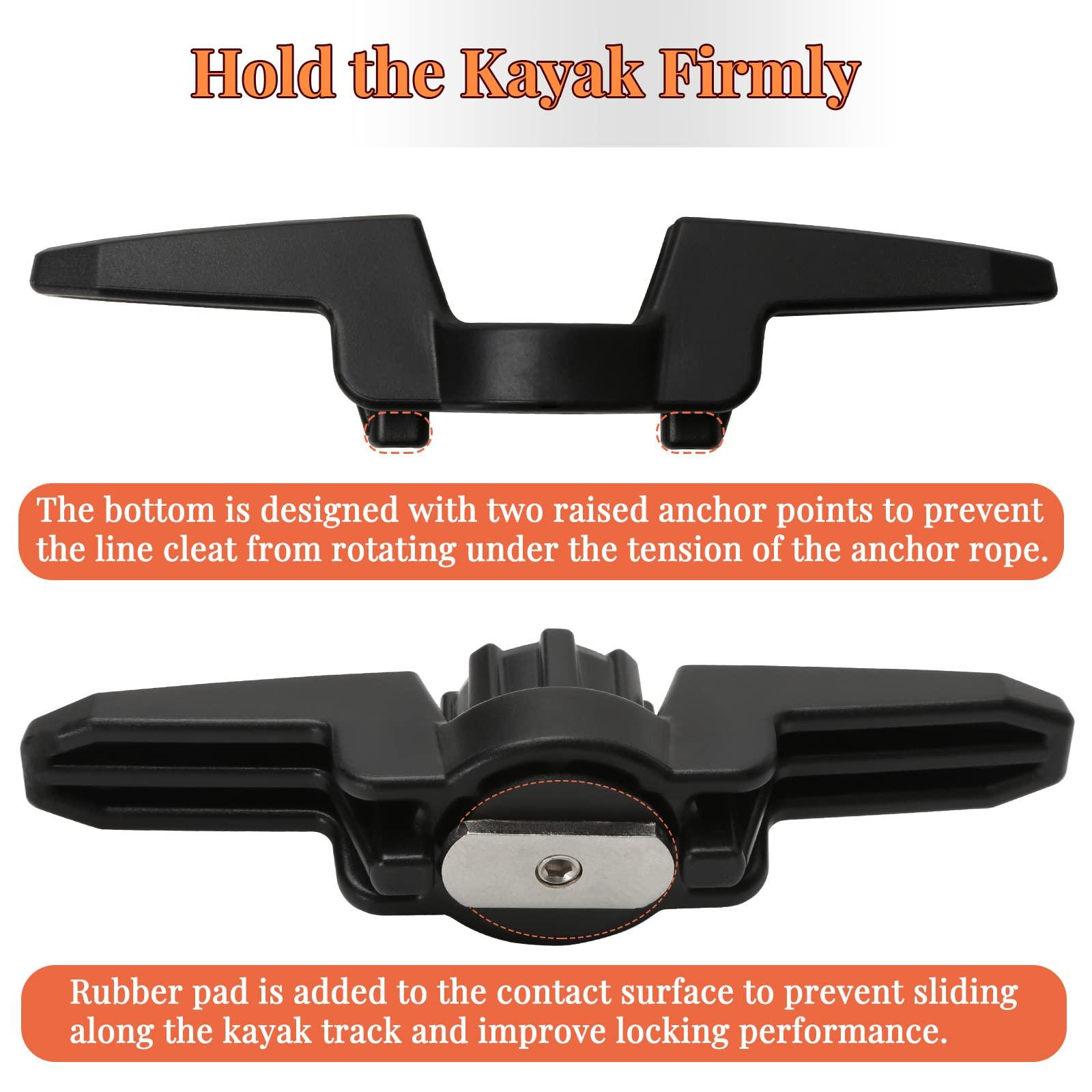 Atader Atader Kayak Accessories for Fishing, w/ 2pcs Kayak Paddle Holder and 1pc Line Cleat for Kayak Track Mount Extended, Black Kayak Track Mount Accessories