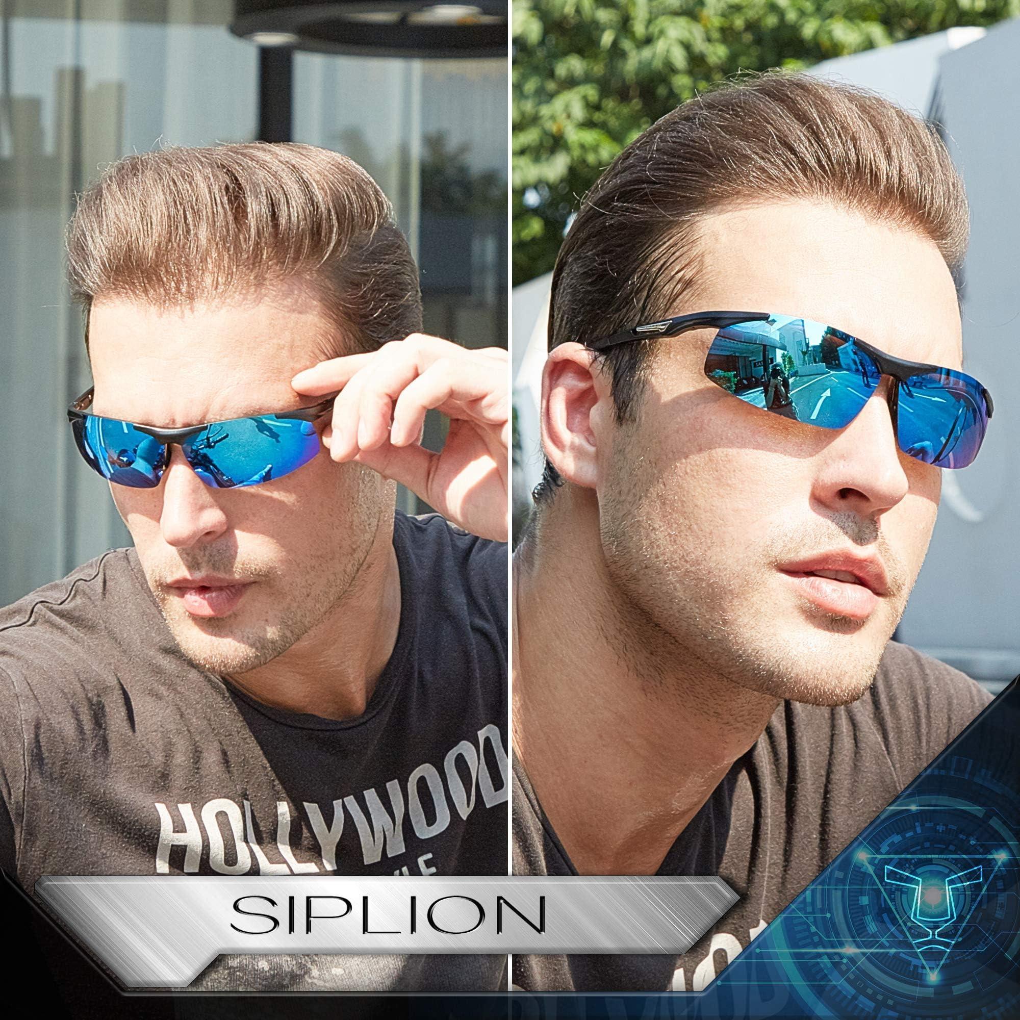 SIPLION SIPLION Men's Sunglasses Polarized Sport Glasses for golf fishing driving Metal Frame Sun glasses 8729 Black+blue