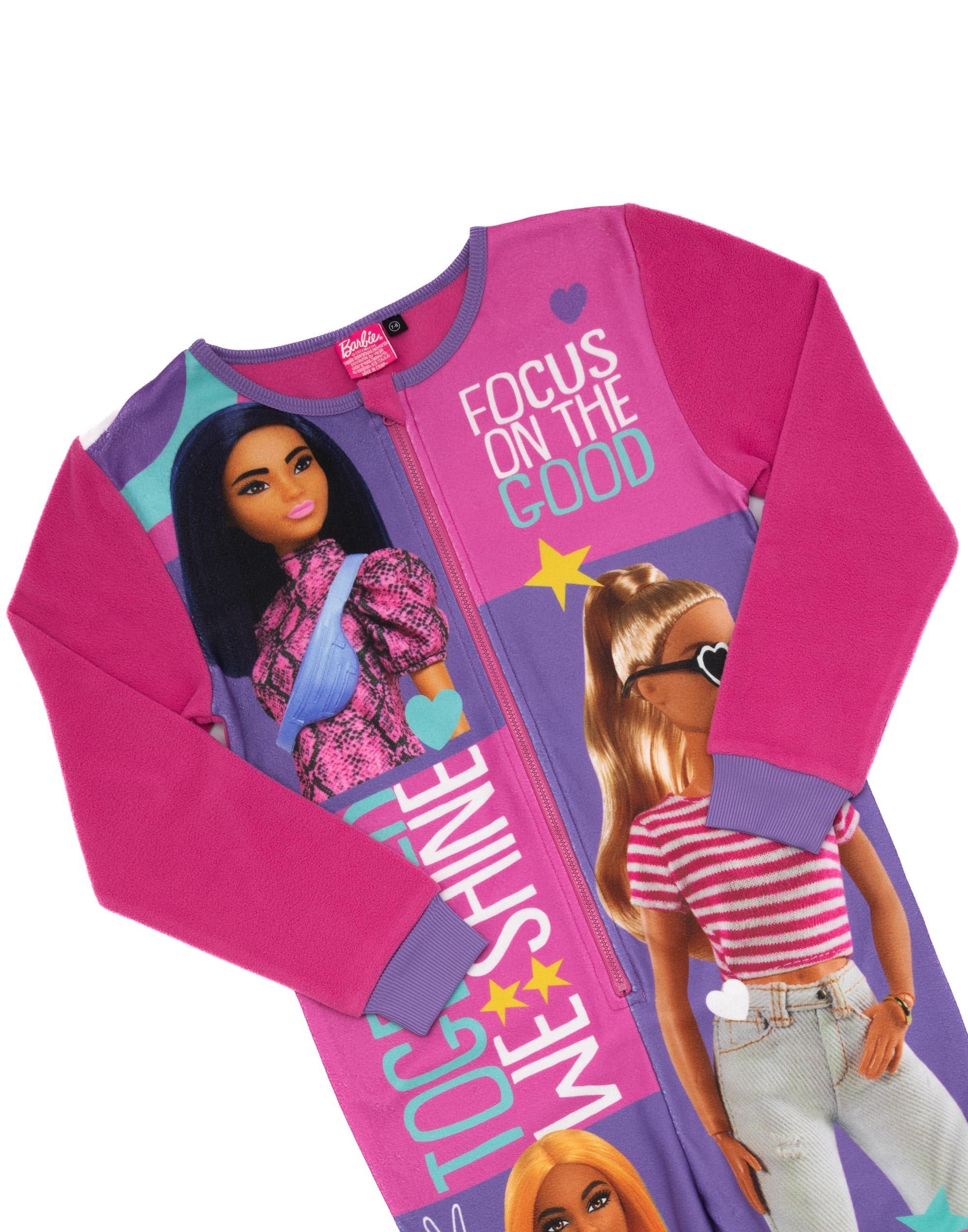 Barbie Barbie Girls Onesie | Young Ladies Pink All in One Sleepsuit Pajamas | Together We Shine Character Bodysuit PJs