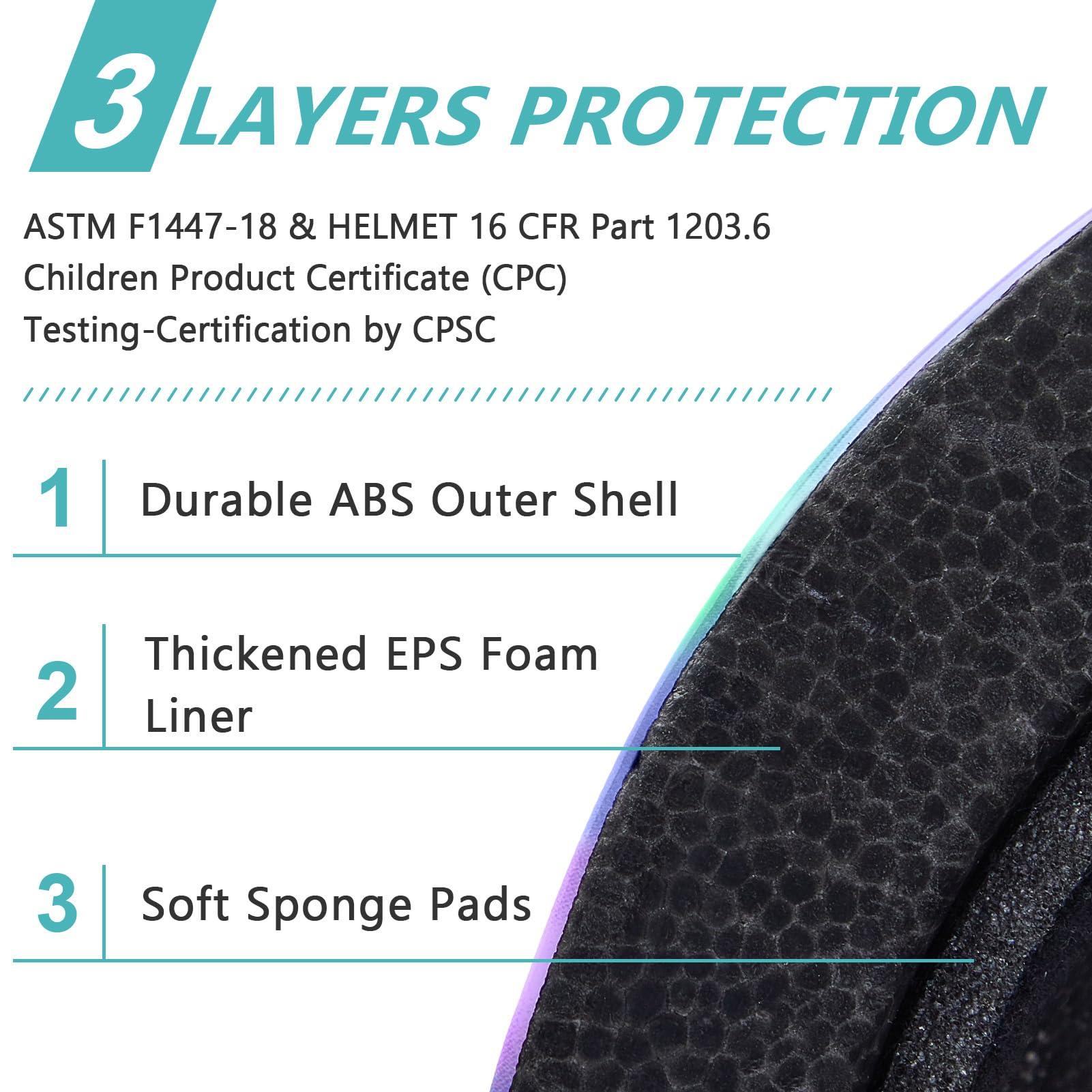 Bienbee Toddler Helmet, Bienbee Kids Bike Helmet Skateboard Helmets for Bicycle Balance Bike Scooter for Girls Kids Age 3-5-8-14 Years, Rainbow S