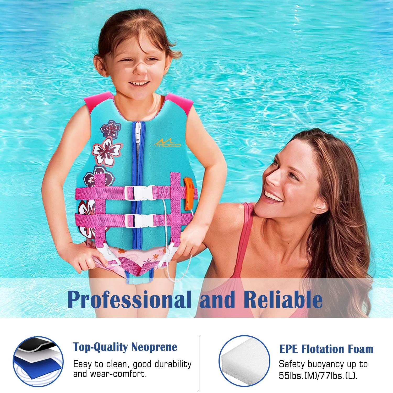 MoKo MoKo Swimming Vest for Kids 27-46 lbs, Clearance Children Swim Vests Water Activity Equipment Cute Pattern Watersports Swimming Device for Toddlers Boys Girls, M Size - Lake Blue