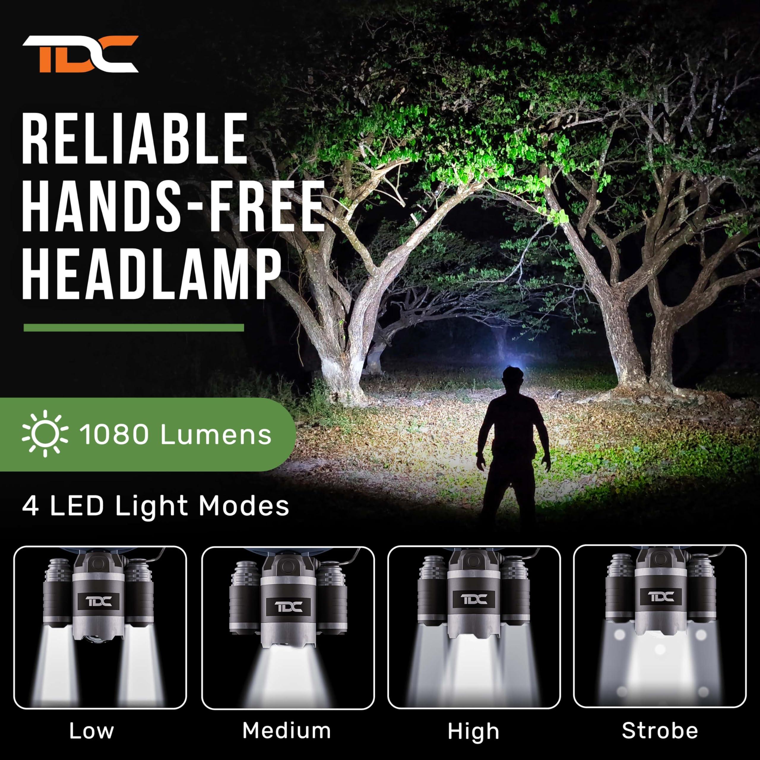 TDC TDC Camo Rechargeable Headlamp - Zoomable Led Headlamp - Headlamp Flashlight USB - Waterproof Headlamps for Adults - Head Lamps Outdoor Led Rechargeable - Head Lights for Forehead