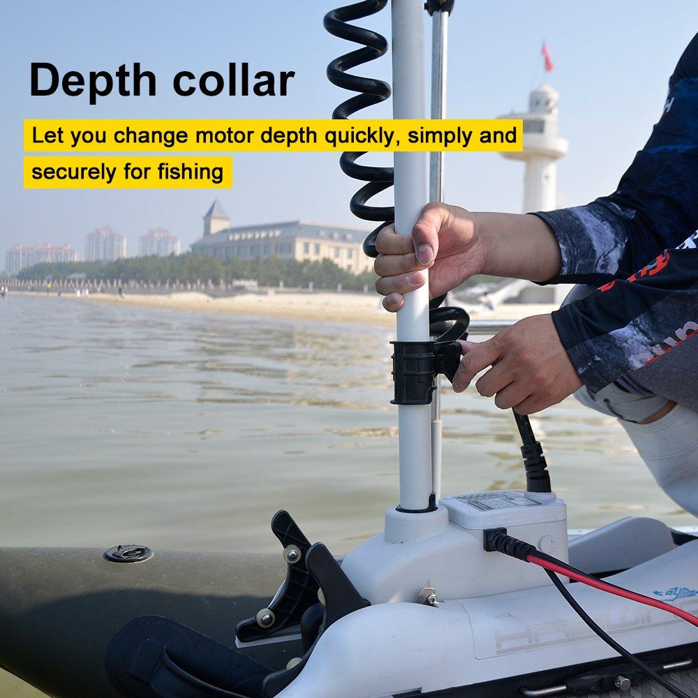 AQUOS AQUOS Haswing White 12V 55LBS 48inch Electric Bow Mount Trolling Motor with Remote Control for Inflatable Boat Kayak Bass Boat Aluminum Boat Fishing, Freshwater and Saltwater Use