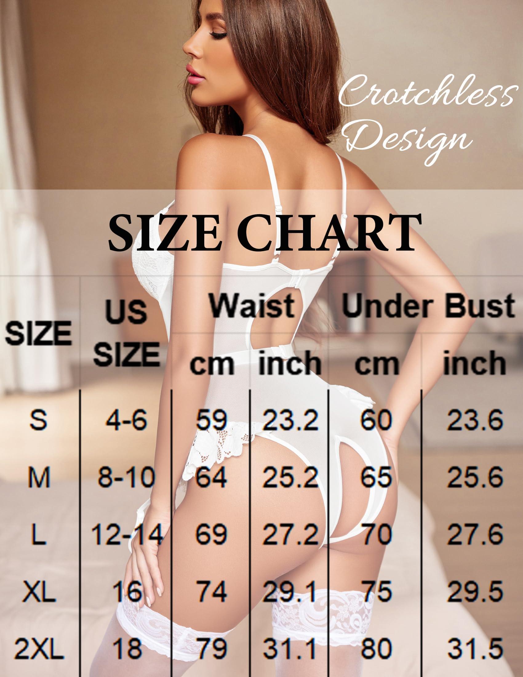 Avidlove Avidlove Women White Lingerie Set Lace Teddy Lingerie Bodysuit Exotic Lingerie Sets for Women Sexy(White,S)