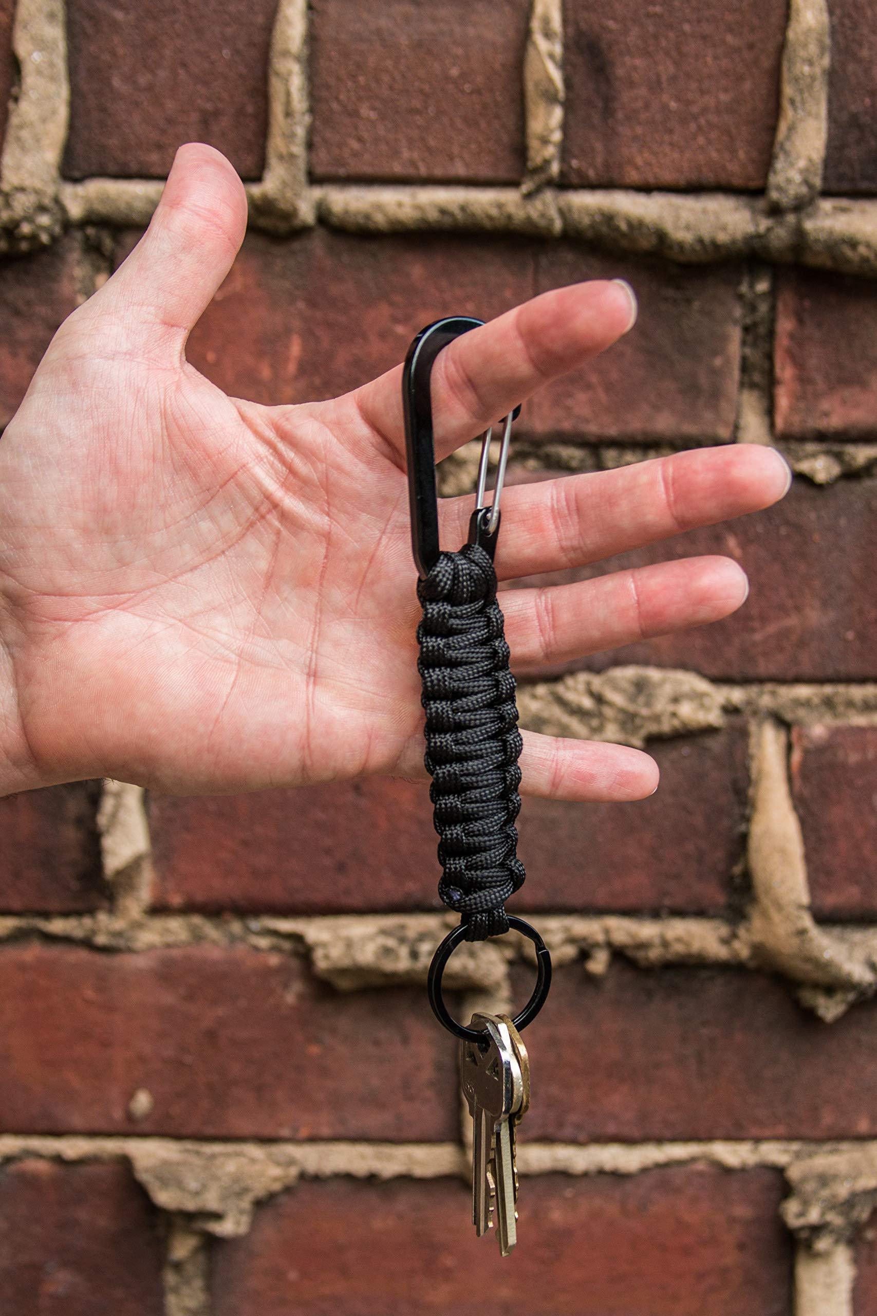 C and C Adventures C and C Adventures Carabiner Keychain Lanyard Hook with Paracord Strap Key Ring Para Cord D Locking Hanger Keyring Clip for Keys, Backpacks, Camping, Hiking, Traveling