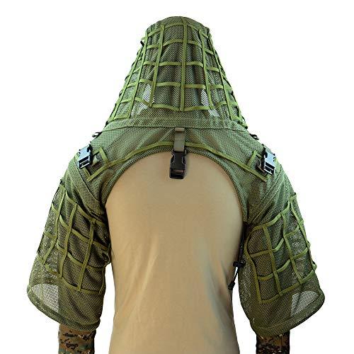 ROCOTACTICAL ROCOTACTICAL Super Breathable Ghillie Suit Foundation, Full Mesh Nylon Sniper Ghillie Base Lightweight Military Ghillie Viper Hood, Army Green