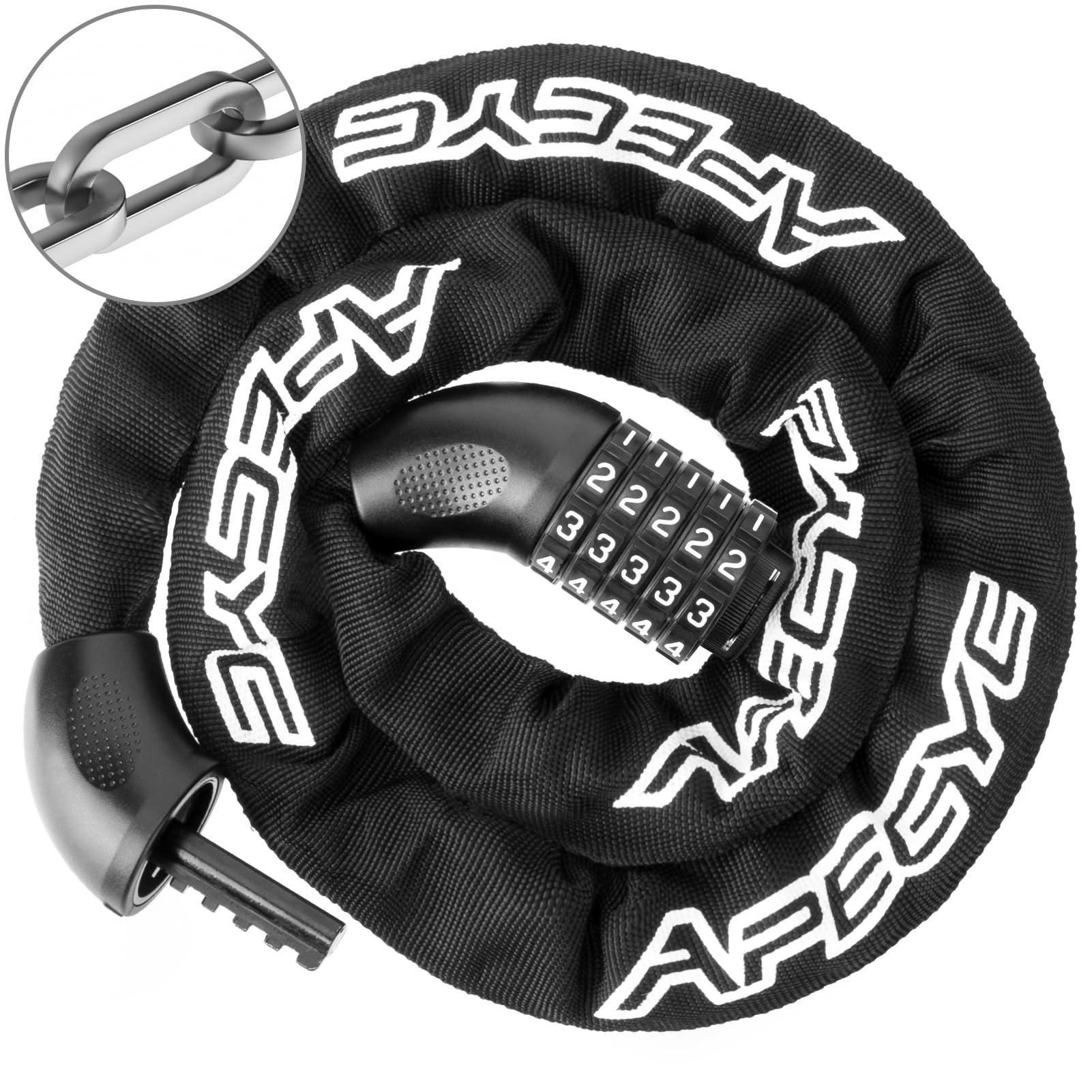 APECYC APECYC Bike Chain Lock 5 Digit Combination Bike Locks Heavy Duty Anti Theft 4 ft/47.2 inch Longer Chain Bicycle Lock Hardened Steel Bike Lock for Scooter, E-Bike, Motorcycle, Bicycle