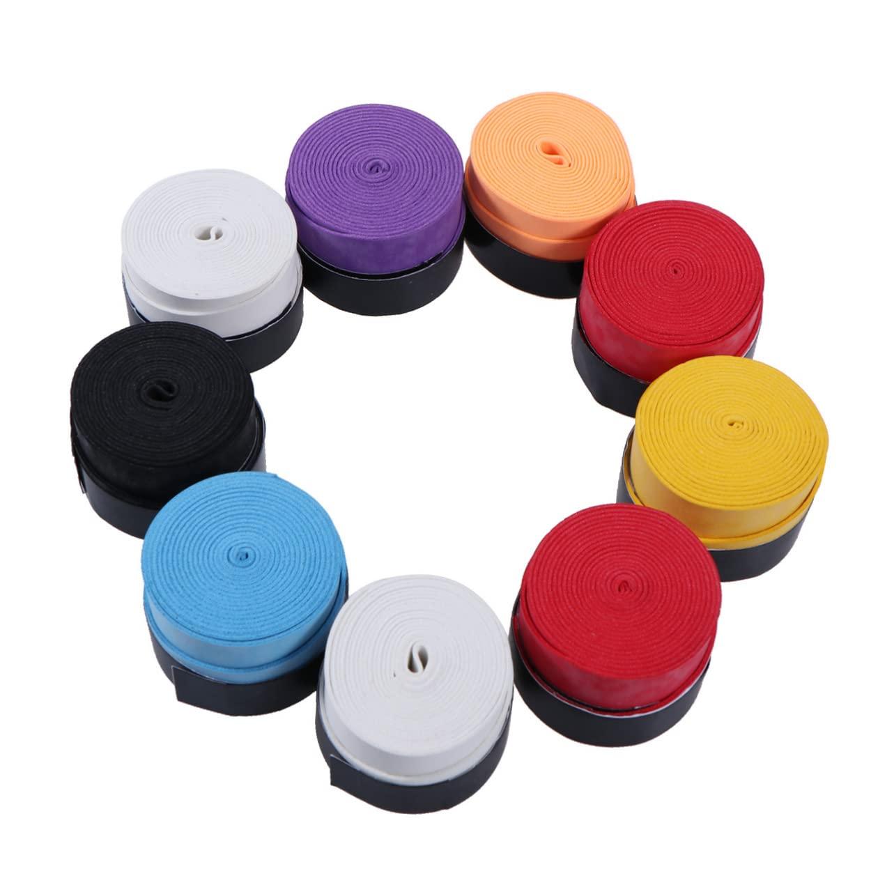 BESPORTBLE BESPORTBLE 16pcs Colorful Sweat Absorbent Racket Grip Bands for Badminton Tennis Pickleball and Fishing Rods Pu Soft Non-Slip Overgrip Mixed Colors