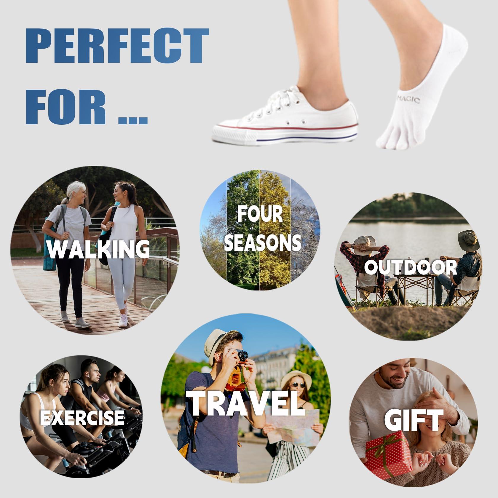 OrrinSports OrrinSports Toe Socks Women Low Cut No Show Socks Non-Slip Invisible Ankle Sock Liner Five Finger Sock (3 Pack)