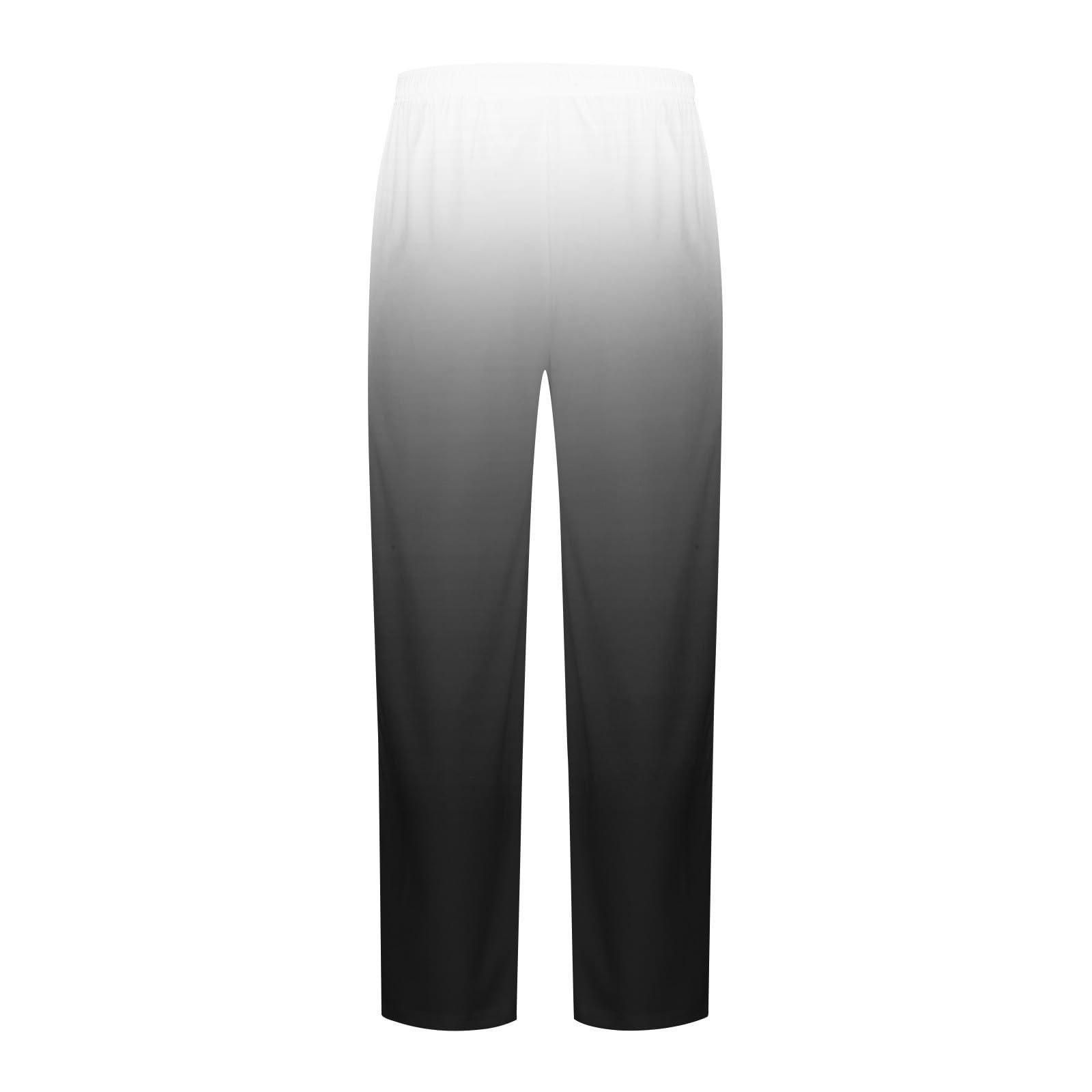 Ctreela Ctreela Men Trendy Loose Fit Pants Lightweight Beach Pants Summer Fall Drawstring Gradient Sweatpants Ombre Comfy Yoga Pants Black