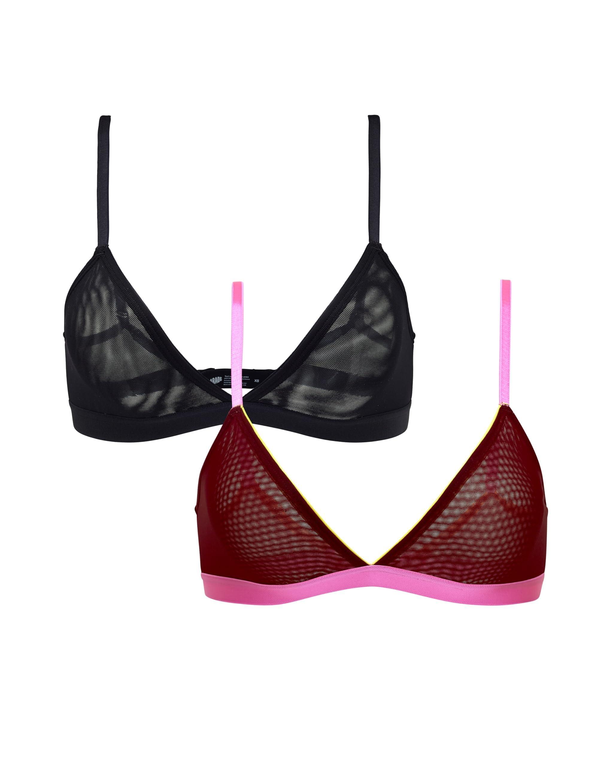 Parade Parade Women's Silky Mesh Triangle Bralette: Available in Multi Packs, Taffy Pink, Windsor Wine