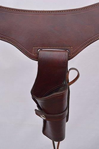 Leathertown USA Gun Holster & Belt Cowboy Western Style Rig .22 Cal Single Drop Holster Standard .22 Barrel Brown Plain Size 34