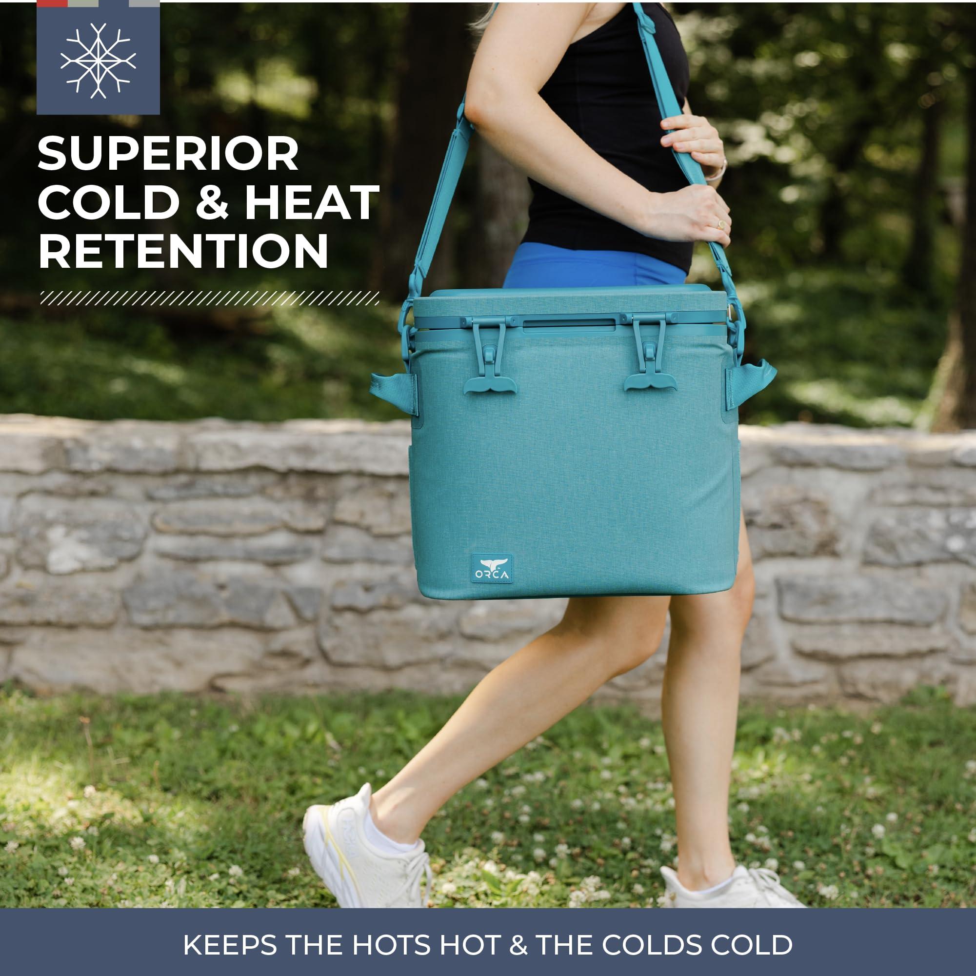 ORCA ORCA Wanderer 24 Can Soft Side Cooler | Temperature Insulated Leakproof Bag Keeps Drinks Ice Cold All Day, Height Fits Wine Bottles, Over Shoulder Strap & Carry Handles for Portability Starboard