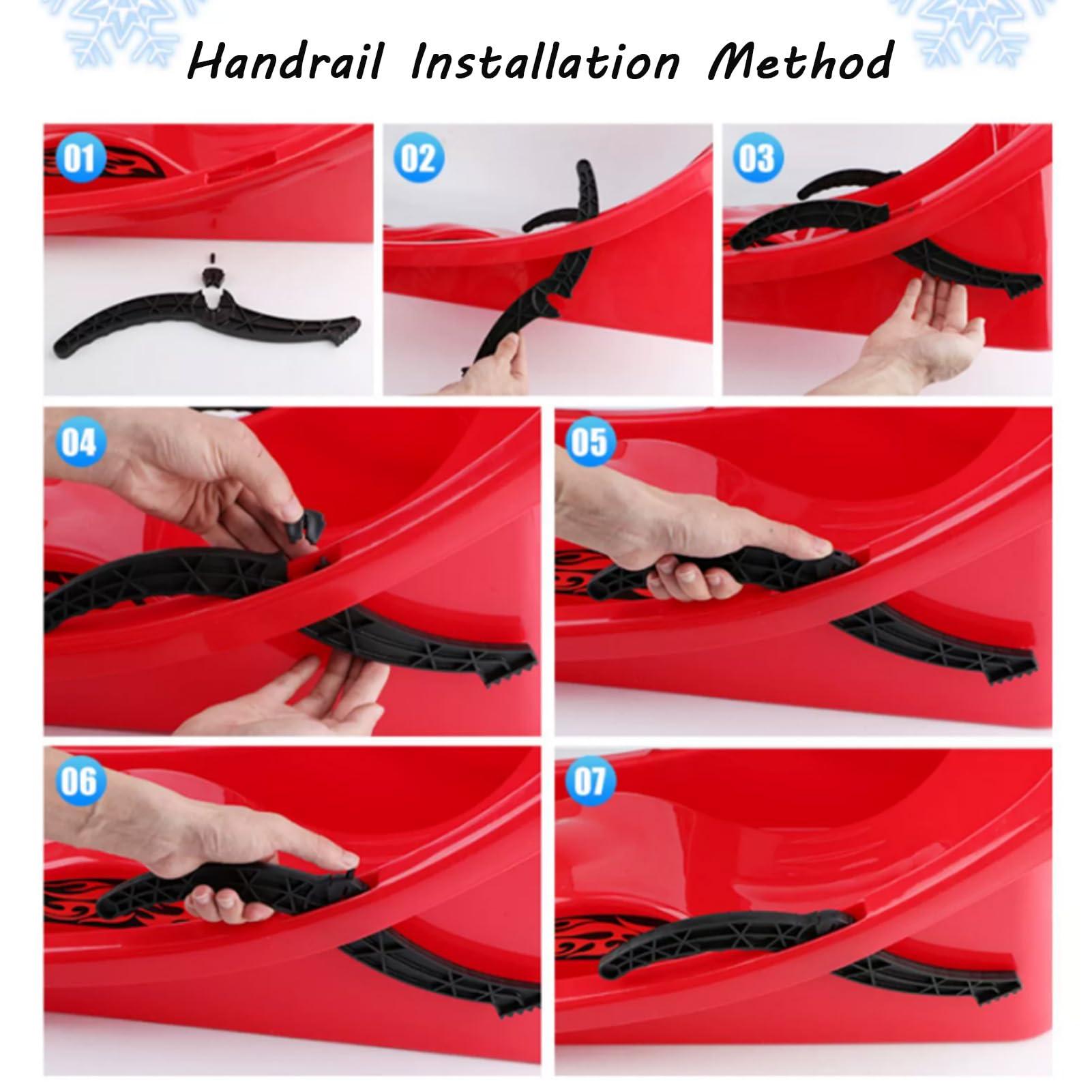 TUOYIBO Two-Handle Children's Sledges, Two-Person Padded Sledges, Frost-Resistant and Wear-Resistant Sledges, Sledges with Backrests