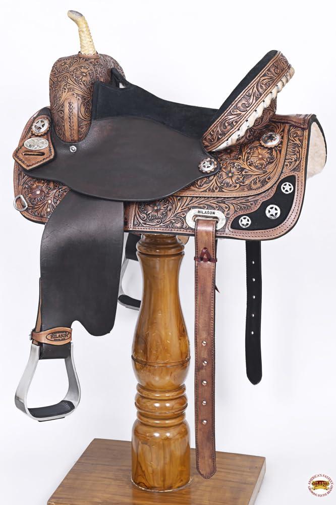 HILASON HILASON Western Horse Treeless Saddle American Leather Trail Barrel Tack | for Horses