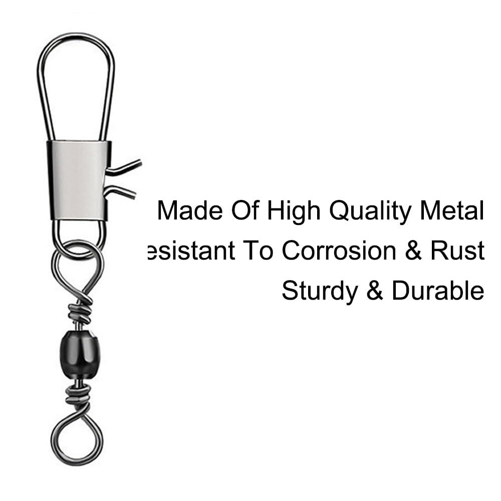 SagaSave SagaSave 100 Pack Fishing Snap Swivels Metal Fishing Snap Clips 360 Flexible Fishing Tackle Swivels Fishing Gear Equipment for Saltwater Freshwater(6#)