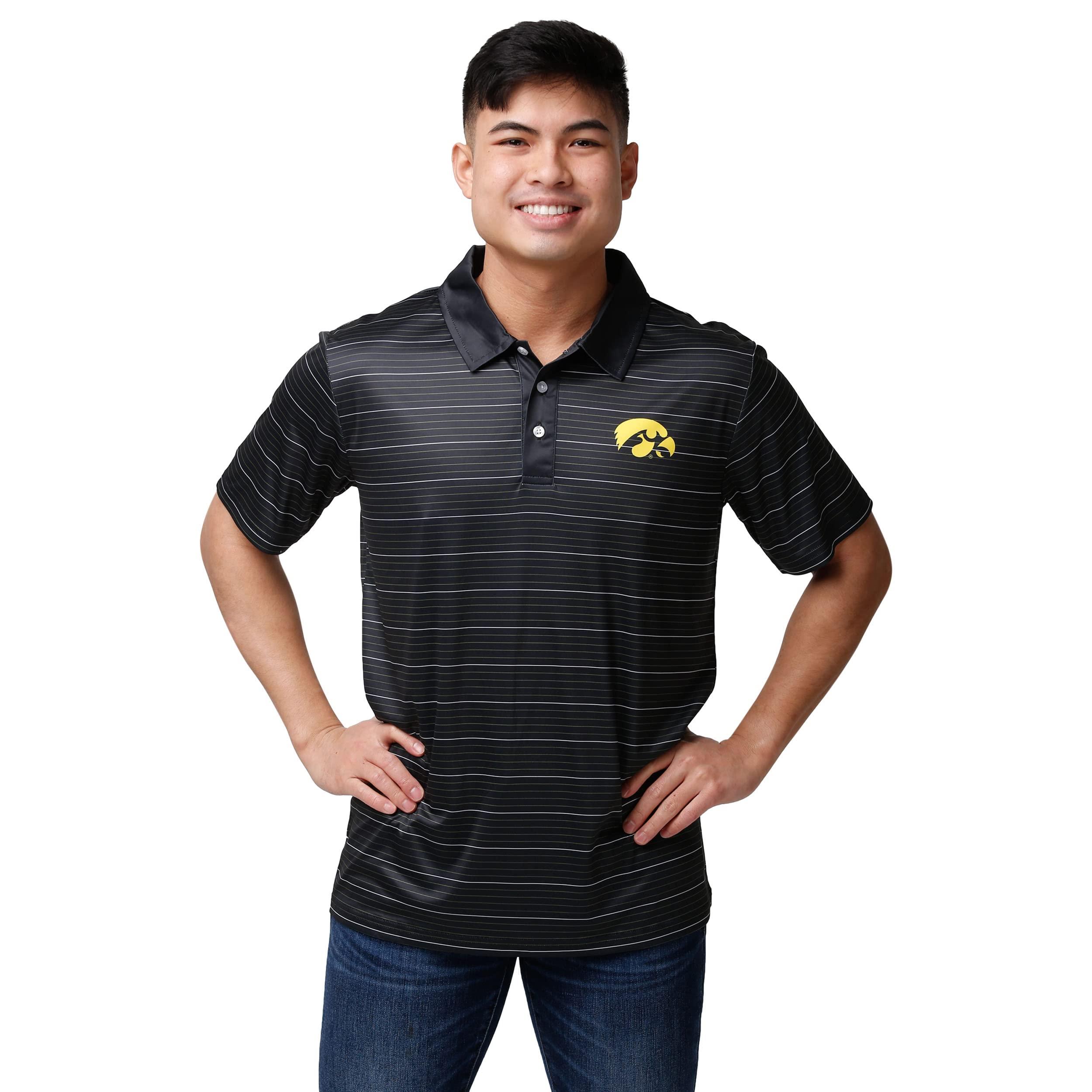 FOCO FOCO NCAA College Team Logo Polo Short Sleeve Shirt, Striped Polyester, X-Large