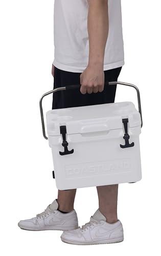 COASTLAND Coastland Bay Series Cooler Premium Everyday Use Insulated Rotomolded Cooler, Small Ice Chest for Tight Spaces, Soccer Games, & Tailgates, Blue, 15 QT