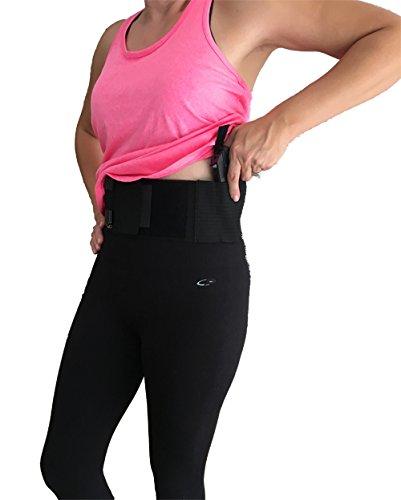 AlphaHolster AlphaHolster Women's Side Draw Belly Band Gun Holster with Dual Magazine Holster, Left or Right Hand Draw Concealed Carry (X-Large Black)