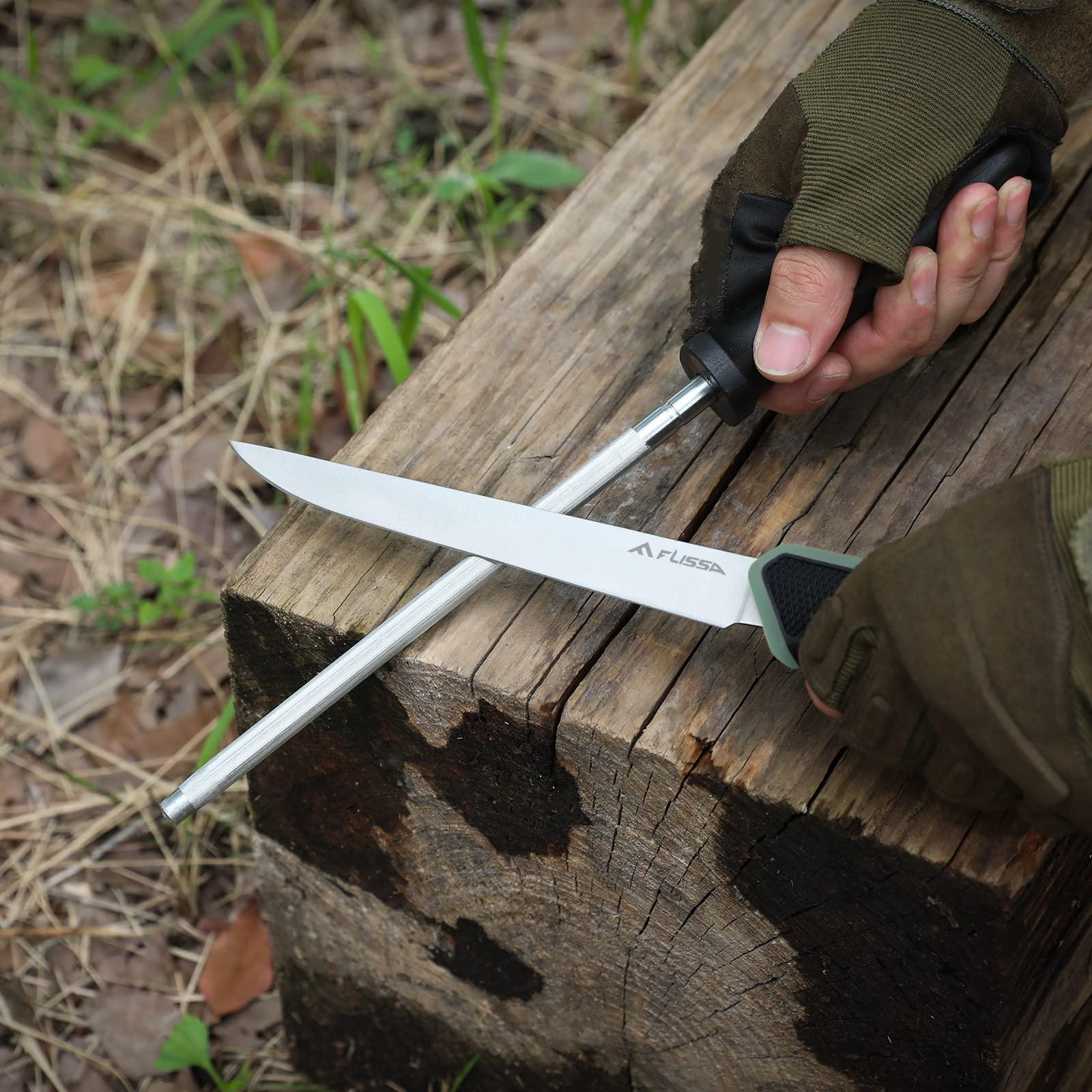 FLISSA Flissa Hunting Field Dressing Kit, 10 Piece Hunting Knife Set with Skinning Knife, Butcher Game Processing Kit with Portable Storage Case for Deer, Meat Processing, Fishing, Camping, Survival (Green)