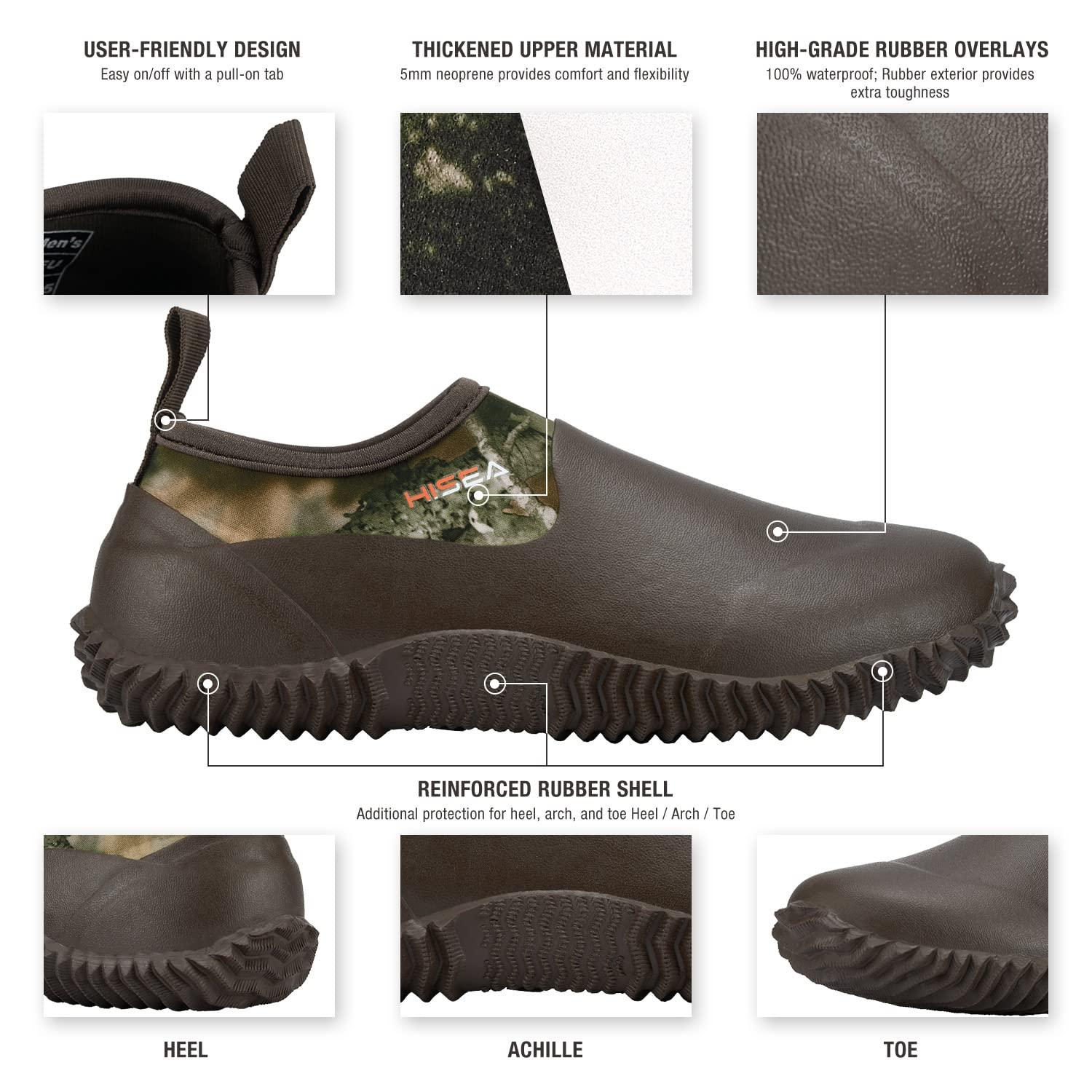 HISEA HISEA Unisex Waterproof Garden Shoes, Men's Rubber Rain Boots Women's Ankle Rain Shoes Neoprene Camp Booties