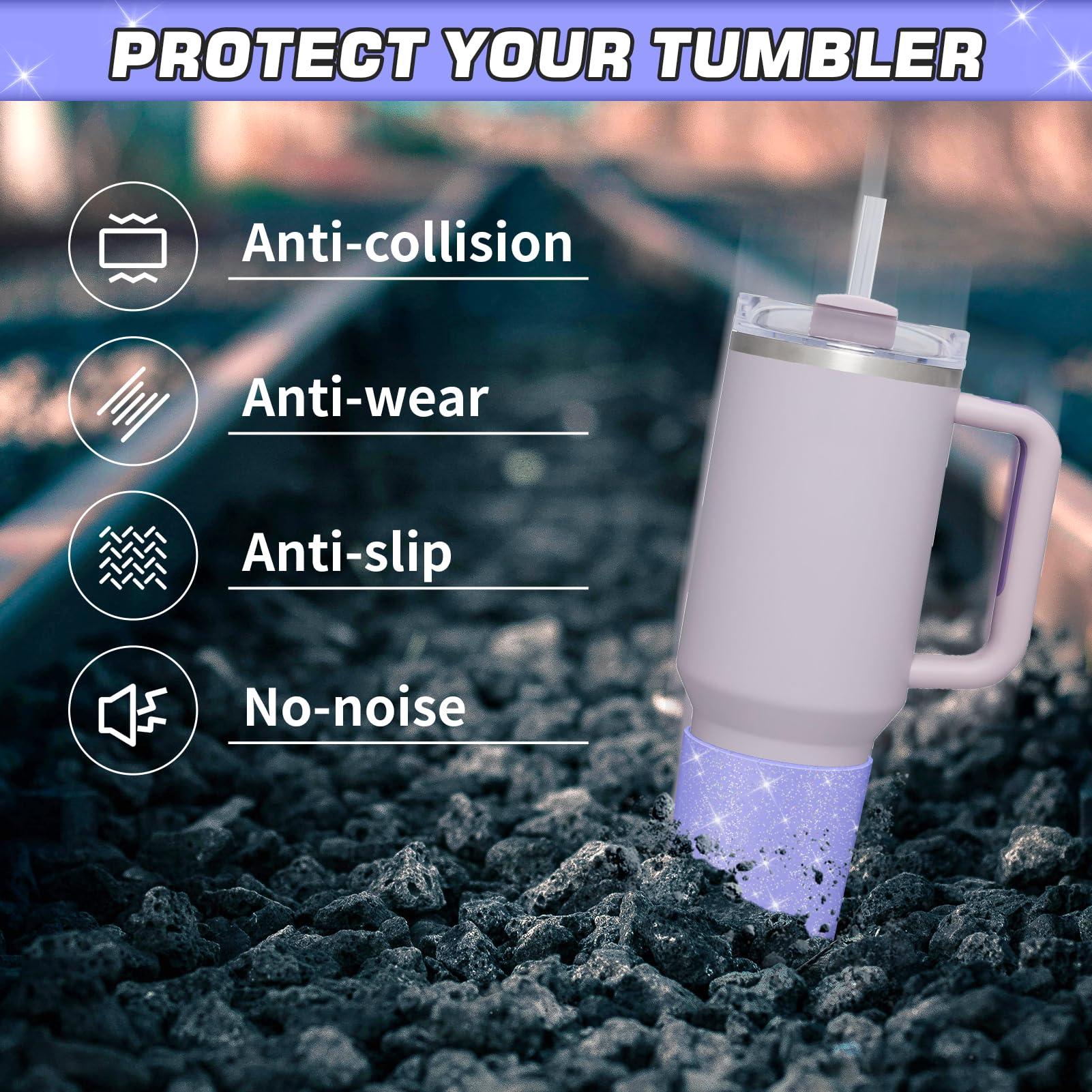 WUQID WUQID Glitter Higher Silicone Boot Compatible with Stanley Quencher H2.0 40oz 30oz 20oz & IceFlow Flip 30oz 20oz, Tumbler Cups Anti-Slip Bottom Sleeve Cover