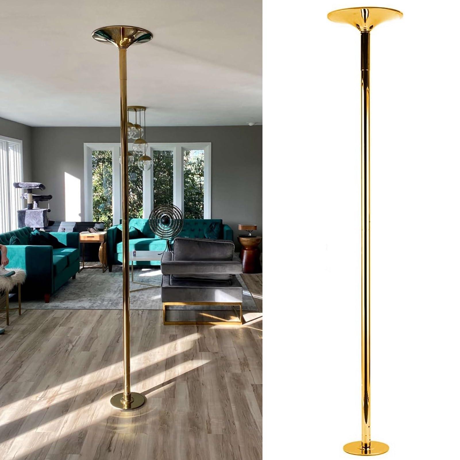 JYDQMOLS Adjustable Height Spinning Pole Gold Portable Dance Pole Kit, Heavy Duty Spinning Steel Pole Apartment Friendly, Living Room/Bedroom/Party Stripper Pole 7.2ft to 12.2ft(2.2M-2.7M(7.2FT-8.9FT))