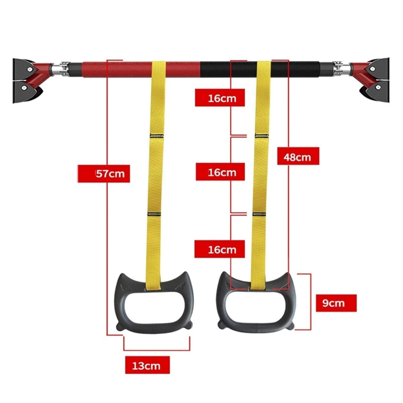 AGYH Pull-Up Bars Portable Door Chin Up Bar No Screws Installation Fitness Horizontal Bar, Sandbag Ring Resistance Belt Suspension Equipment, 72-180CM (Color : Pull-up bar+Ring, Size : 93-124cm)