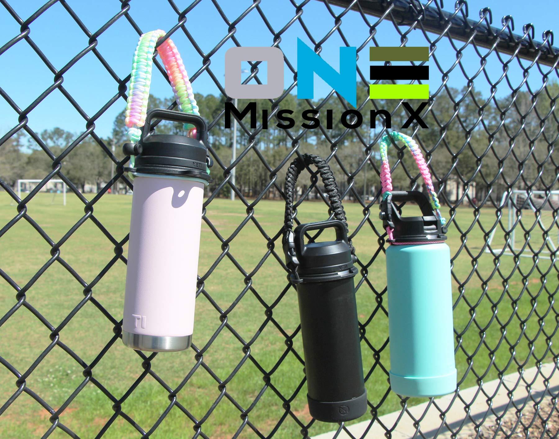 One MissionX One MissionX Paracord Handle Compatible with Yeti Rambler 36oz 26oz 18oz 12oz 46oz Water Bottles, Durable Carrier Strap - Holder(Ocean Blue)
