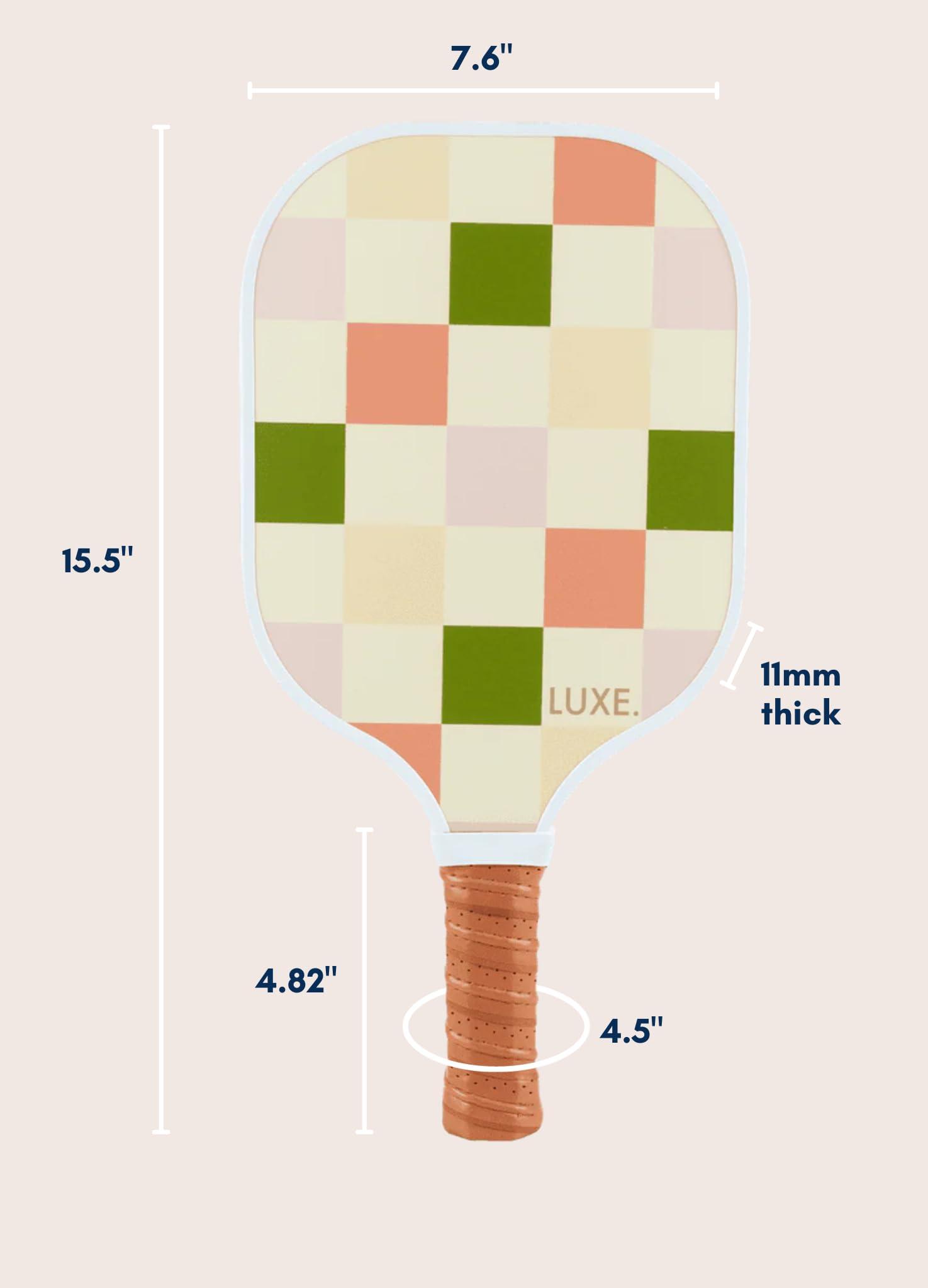 LUXE Pickleball LUXE Pickleball Paddle | Leisure Edition | Cute, Fun, Stylish, Aesthetic Checkered Pickle Ball Paddles with Textured Fiberglass Surface for High Spin | Non-Slip, Comfortable Grip (Party Checker)