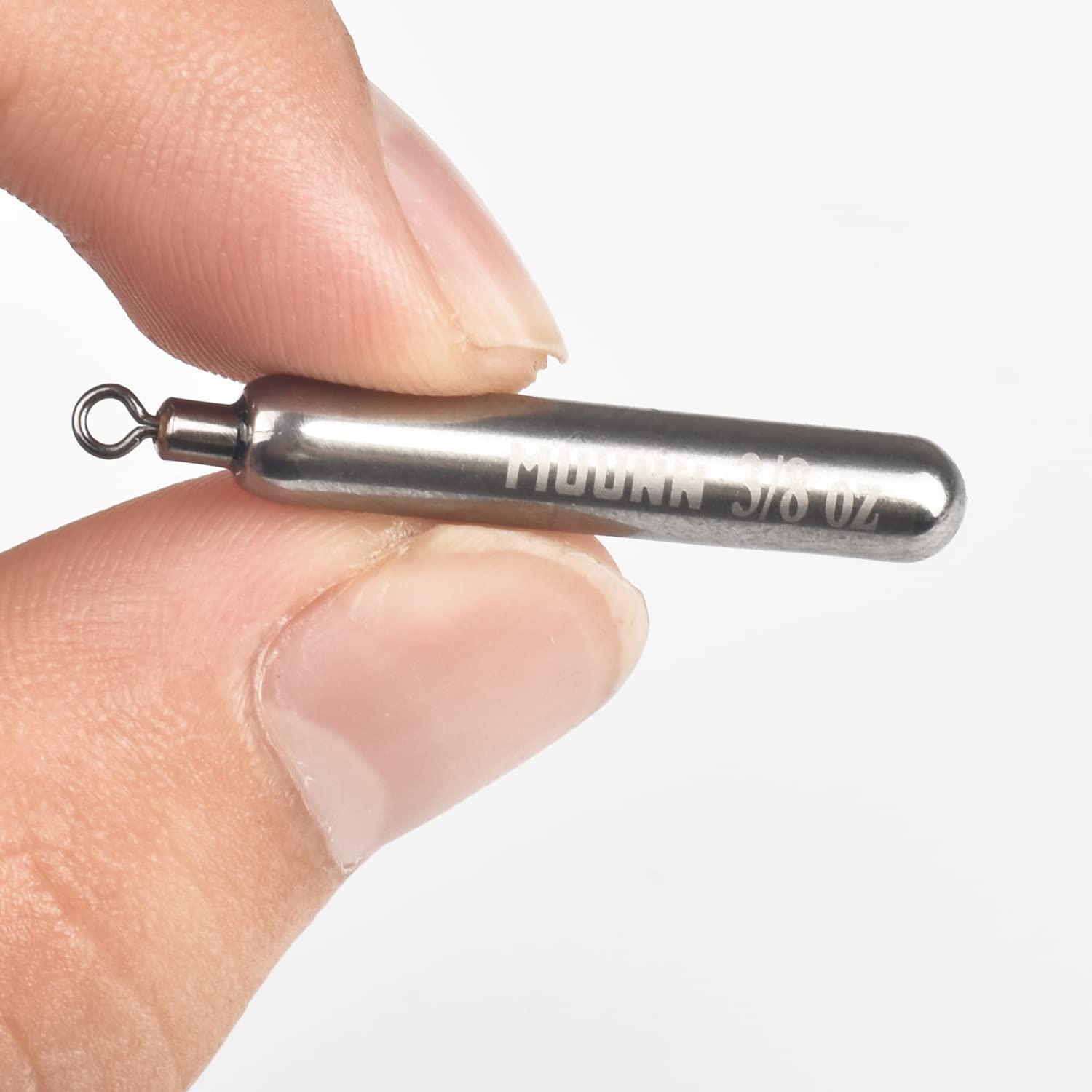 MUUNN MUUNN 10 Pack Tungsten Free Rig Skinny Drop Shot Weights,Raindrop Free Rig Fishing Sinkers kit for Drop Shot Rig(Plain,3/32oz)