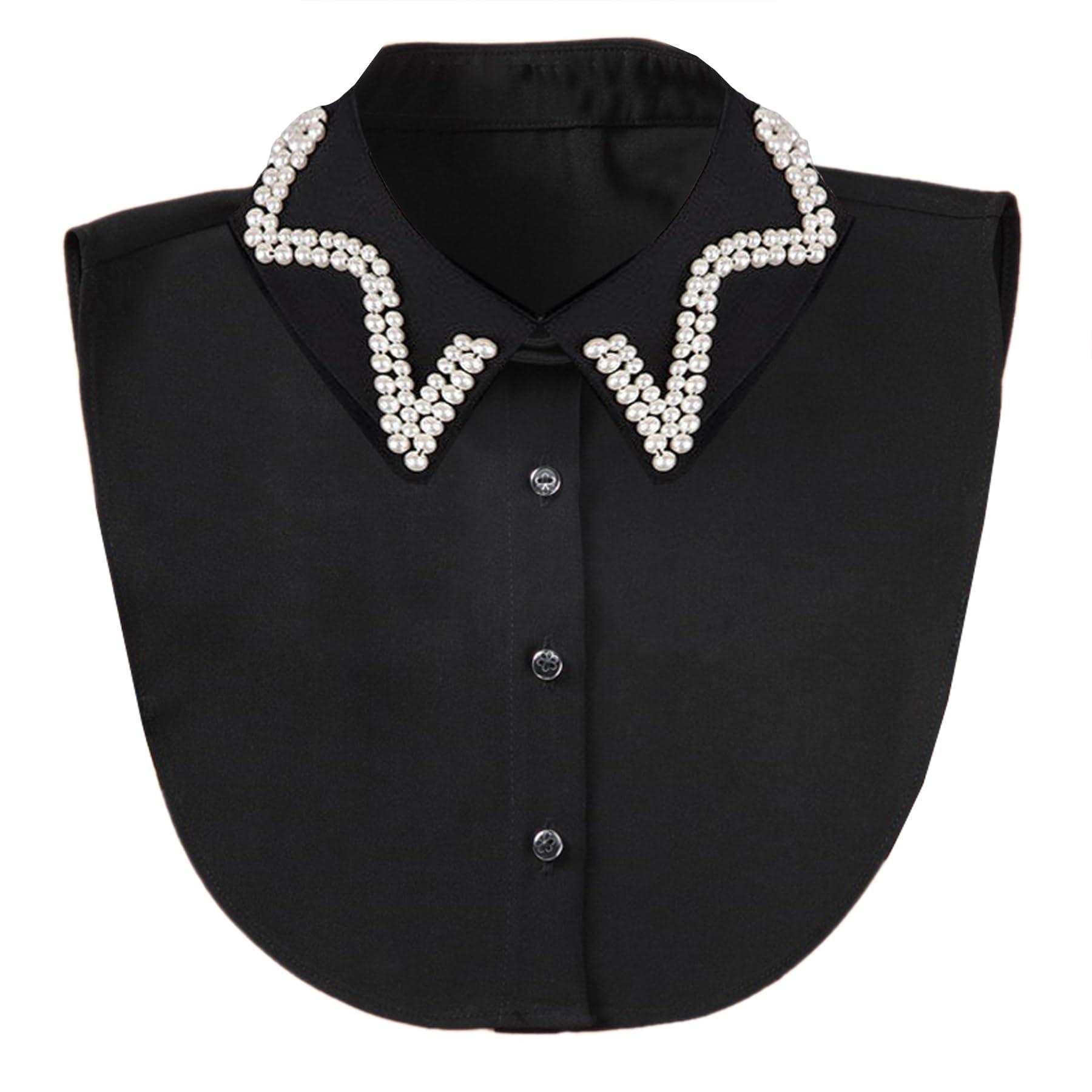 WENLOOY WENLOOY Elegant Pearl Fake Collar Detachable Blouse Dickey Collar Half Shirts Faux False Collar for Women & Girls Favors