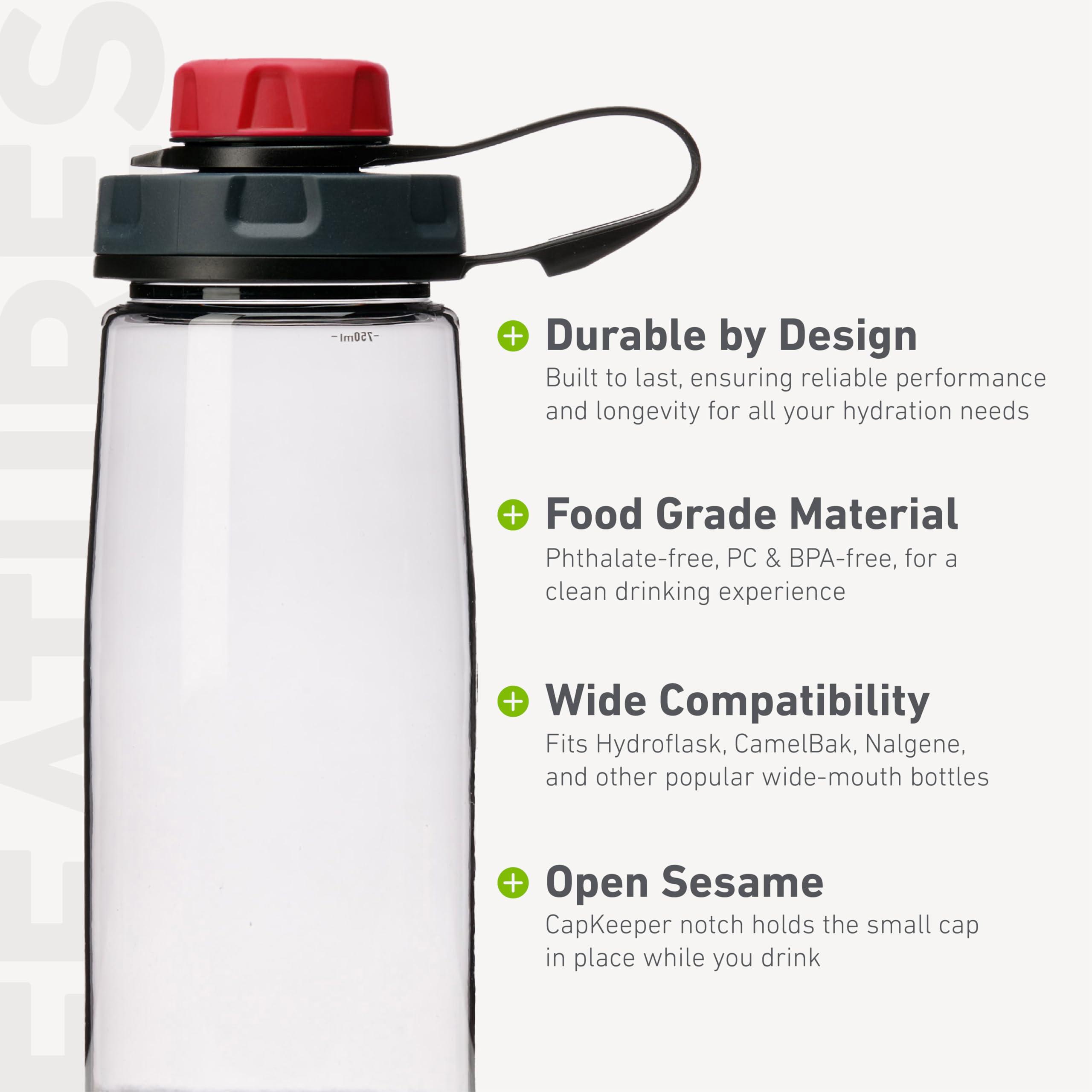 humangear humangear capCAP+ | Converts Wide-Mouth Openings | Secure Easy Open | Food-Safe Material | Water Bottle Accessory Lid, Red