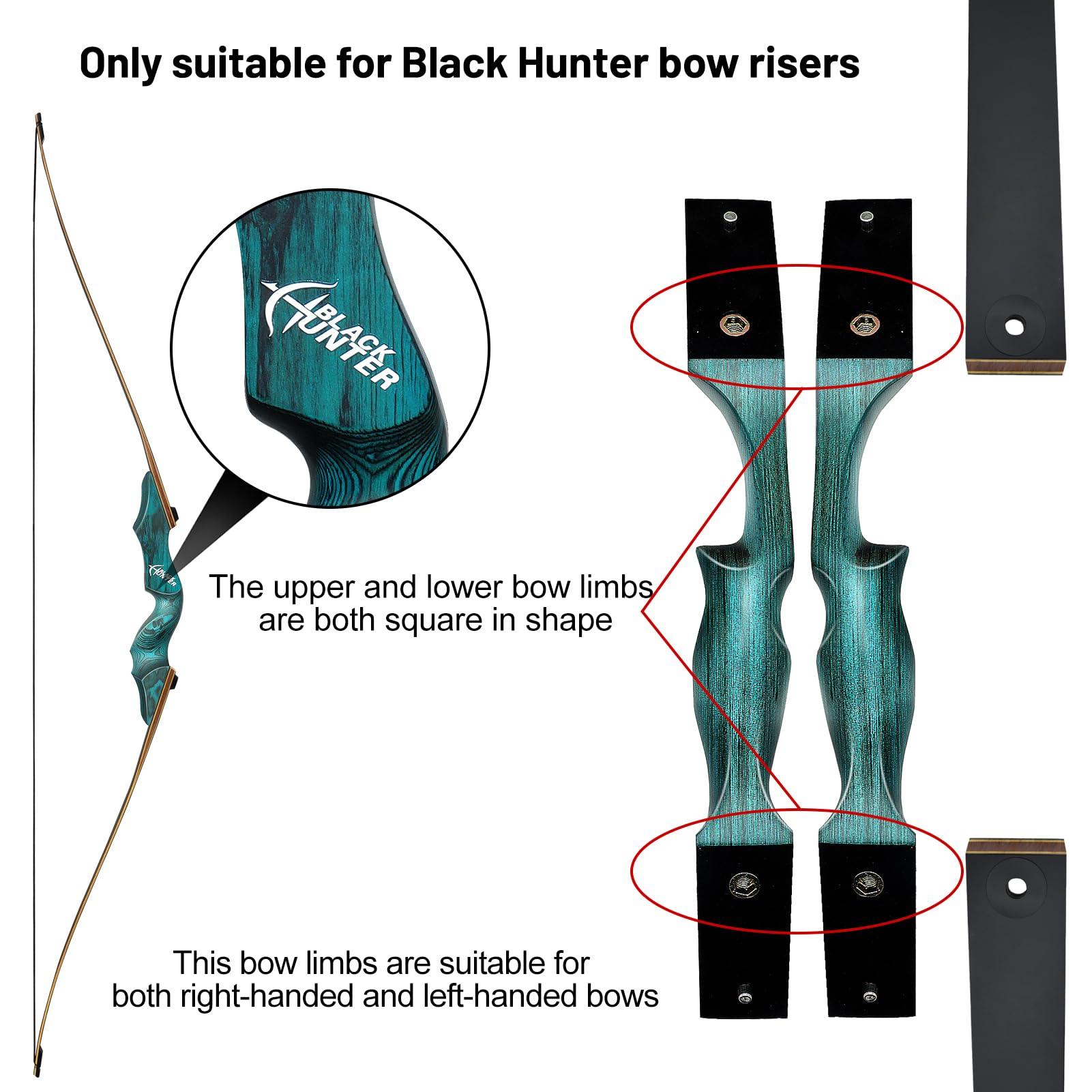 HANDBAIGE HANDBAIGE Replacement Longbow Limbs for 60'' Black Hunter Bow Riser 20-60lbs Archery Hunting Longbow Limb with Hard Maple (45LBS)