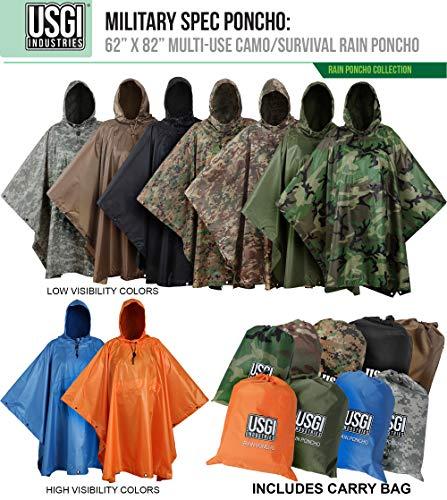 USGI Industries USGI Industries Military Style Poncho | Lightweight Tactical Multi Use Rip Stop Camouflage Rain Poncho | Perfect for Hiking, Hunting, Emergency Tent, Survival (Marpat)