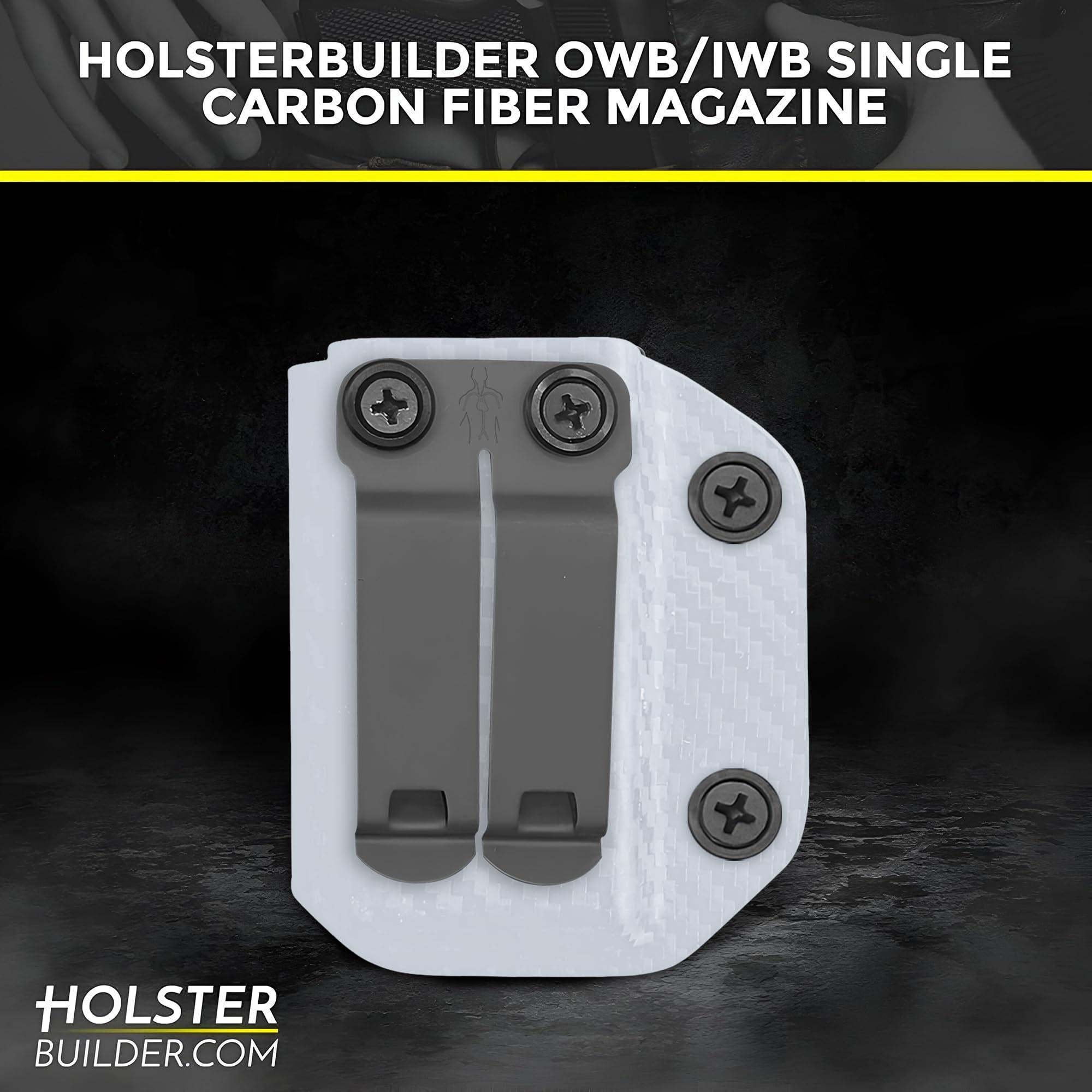 HolsterBuilder HolsterBuilder Ambidextrous IWB/OWB Carbon Fiber Magazine Holster - Convenient Concealment Holster with Mag Pouch - Accessory for Men & Women - Sig P320