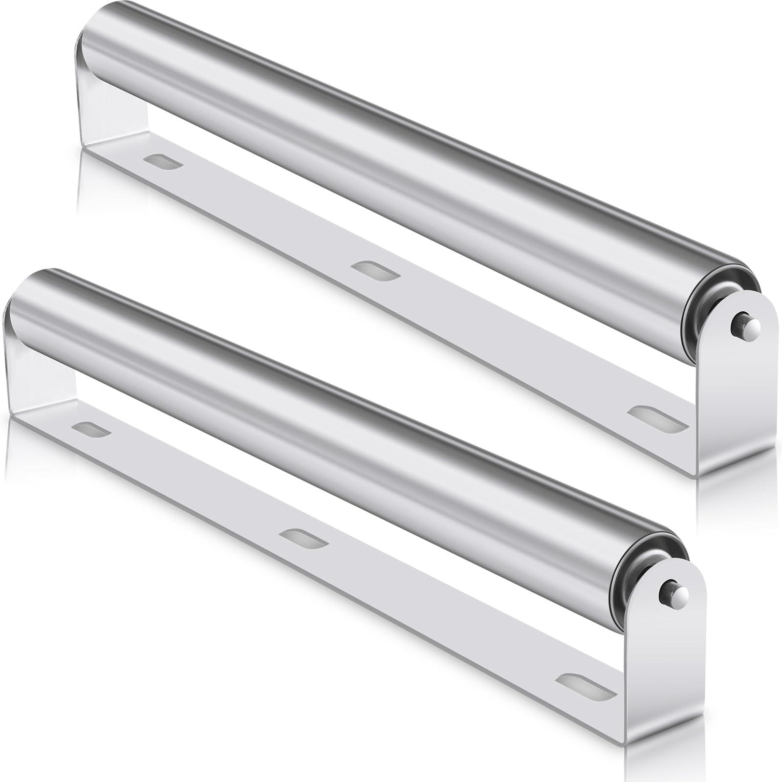 Therwen Therwen Pack of 2 Boat Trailer Roller with Bracket Set Conveyor Rollers 1.5" Diameter Kayak Roller Metal Roller with Bracket for Transporting Raft Industrial Use (Silver, 16'' Long)