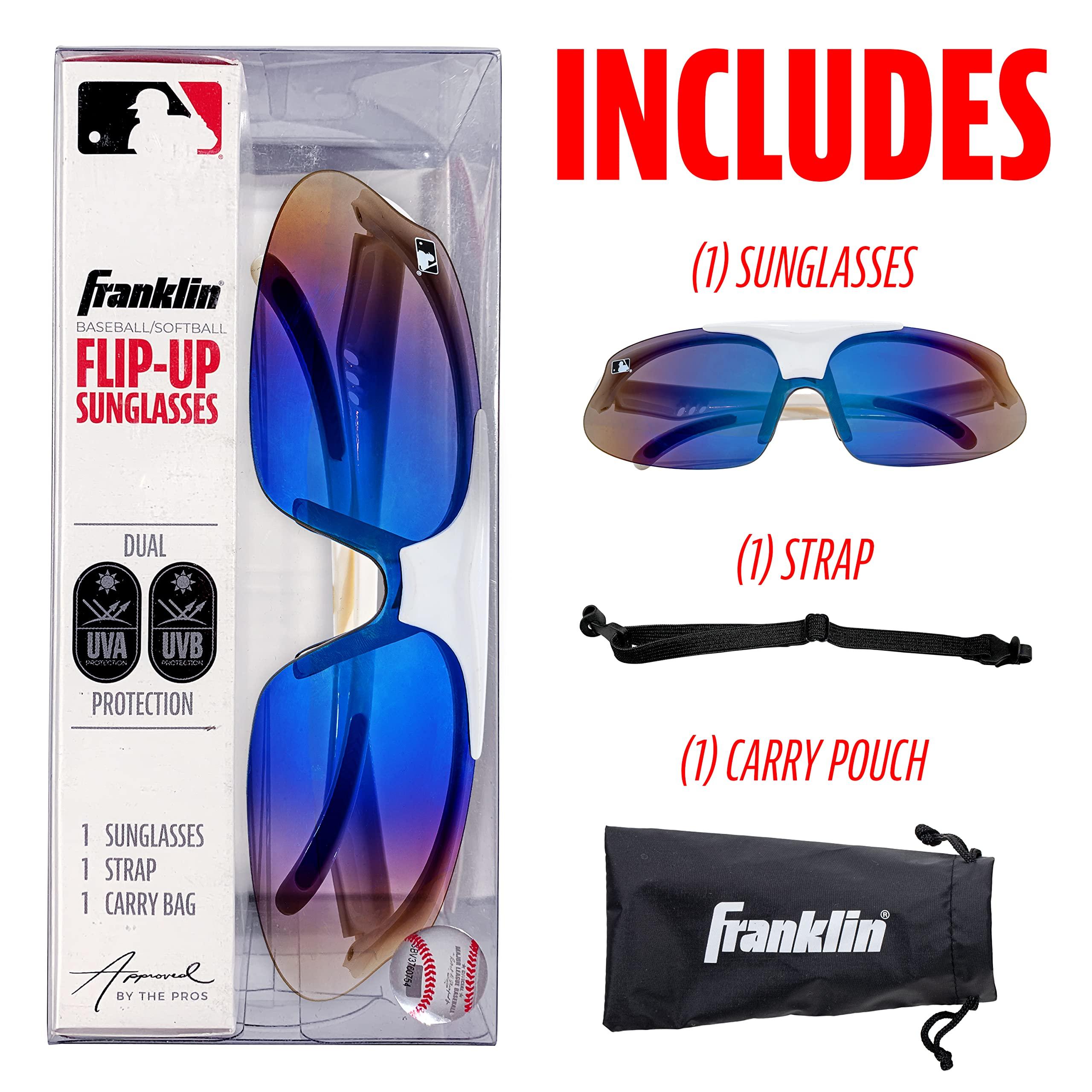 Franklin Sports Franklin Sports Oval MLB WHT DLX FLIP-UP Sunglasses, White, 147mm