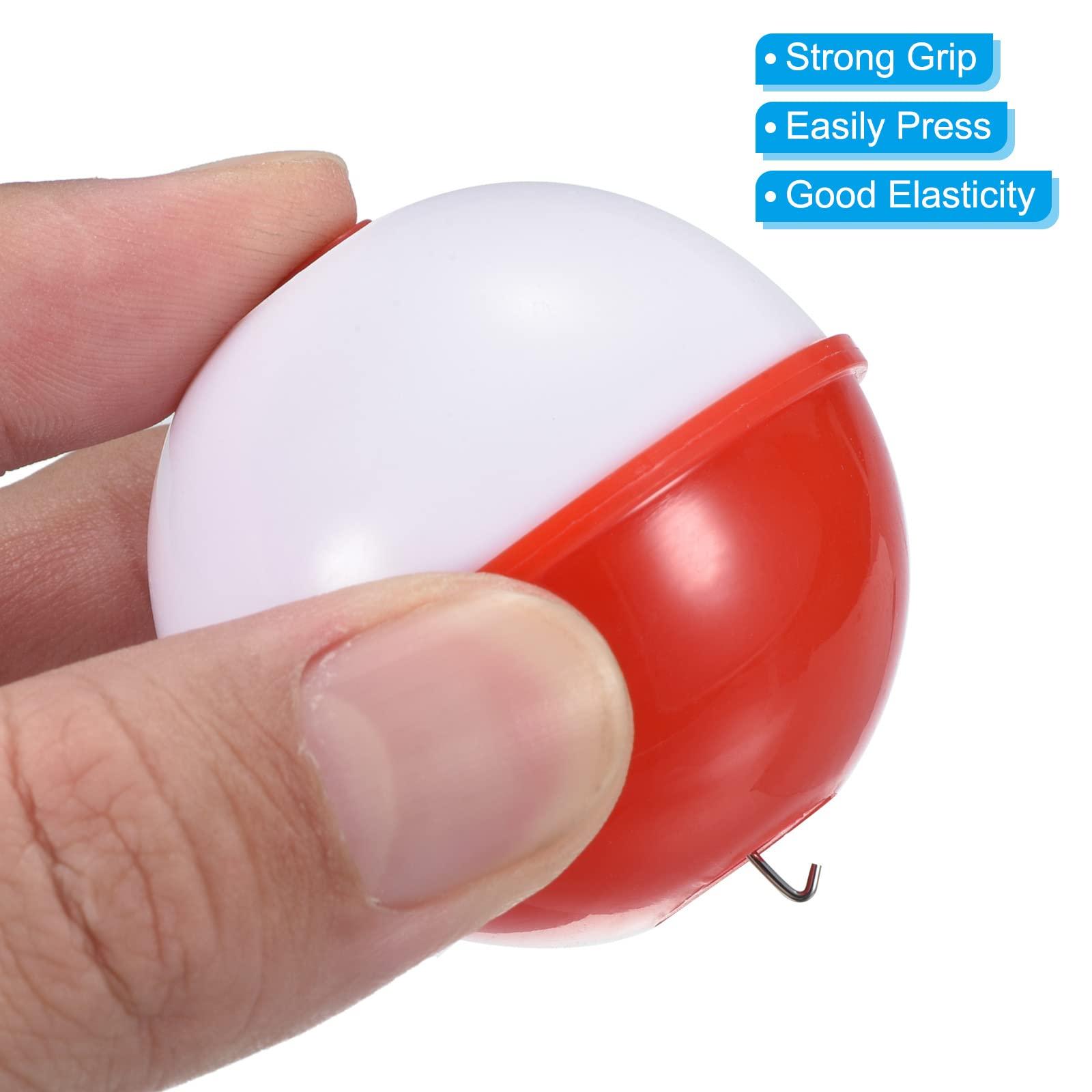 PATIKIL PATIKIL 1.75 Inch Fishing Bobber, 20 Pack Hard ABS Push Button Round Buoy Fishing Float Tackle, Red and White