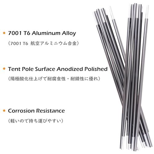 TRIWONDER TRIWONDER Tent Pole Replacement Aluminum Camping Rod Accessories Multifunction Tent Poles, 2 Poles (20 ft)